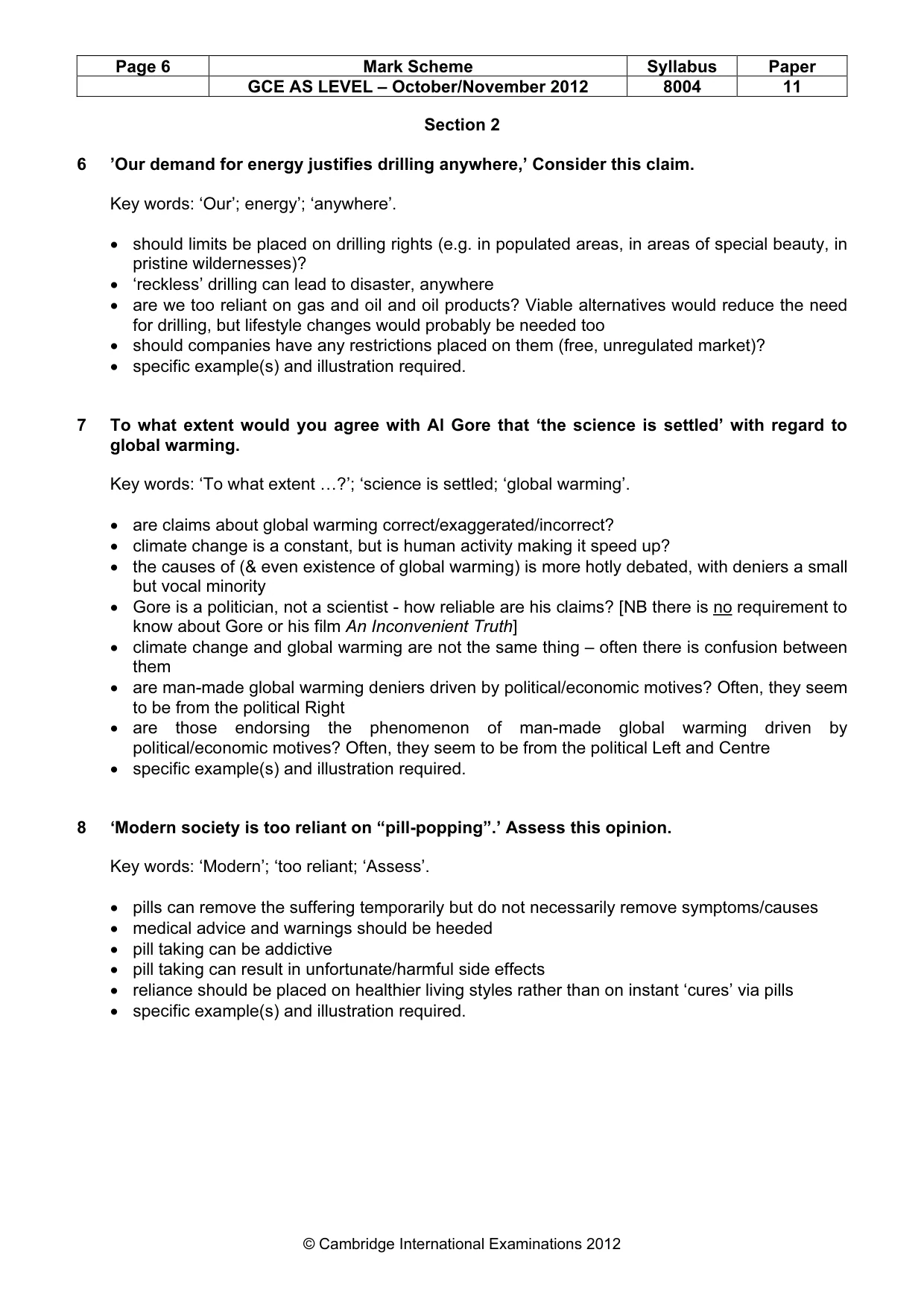 Mark scheme, page 6 of 9