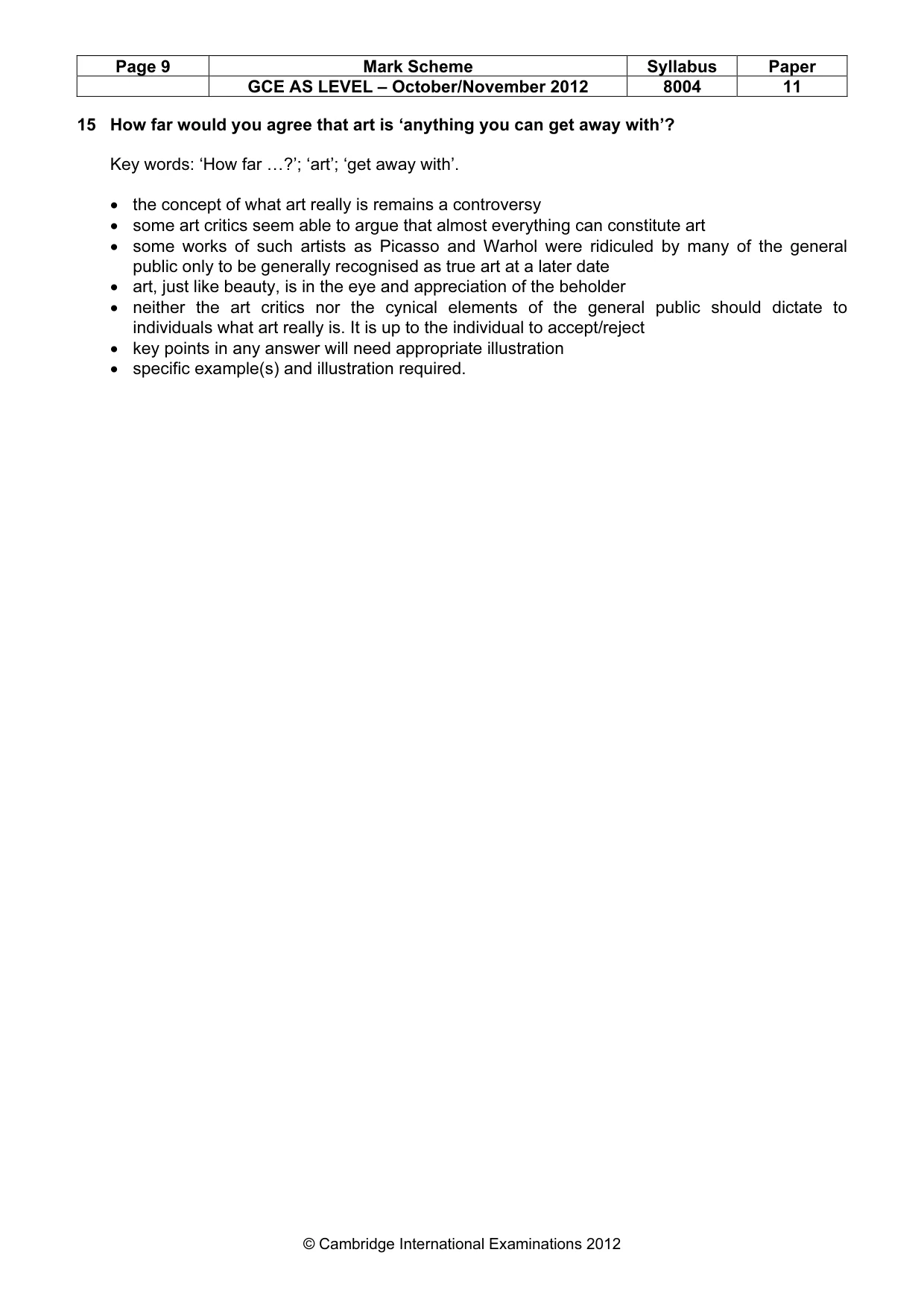 Mark scheme, page 9 of 9