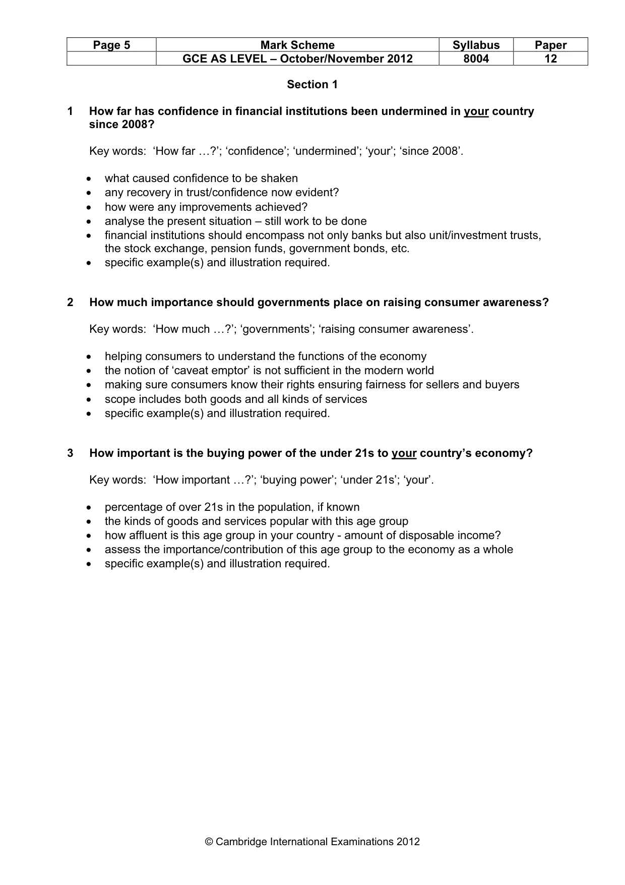 Mark scheme, page 5 of 10