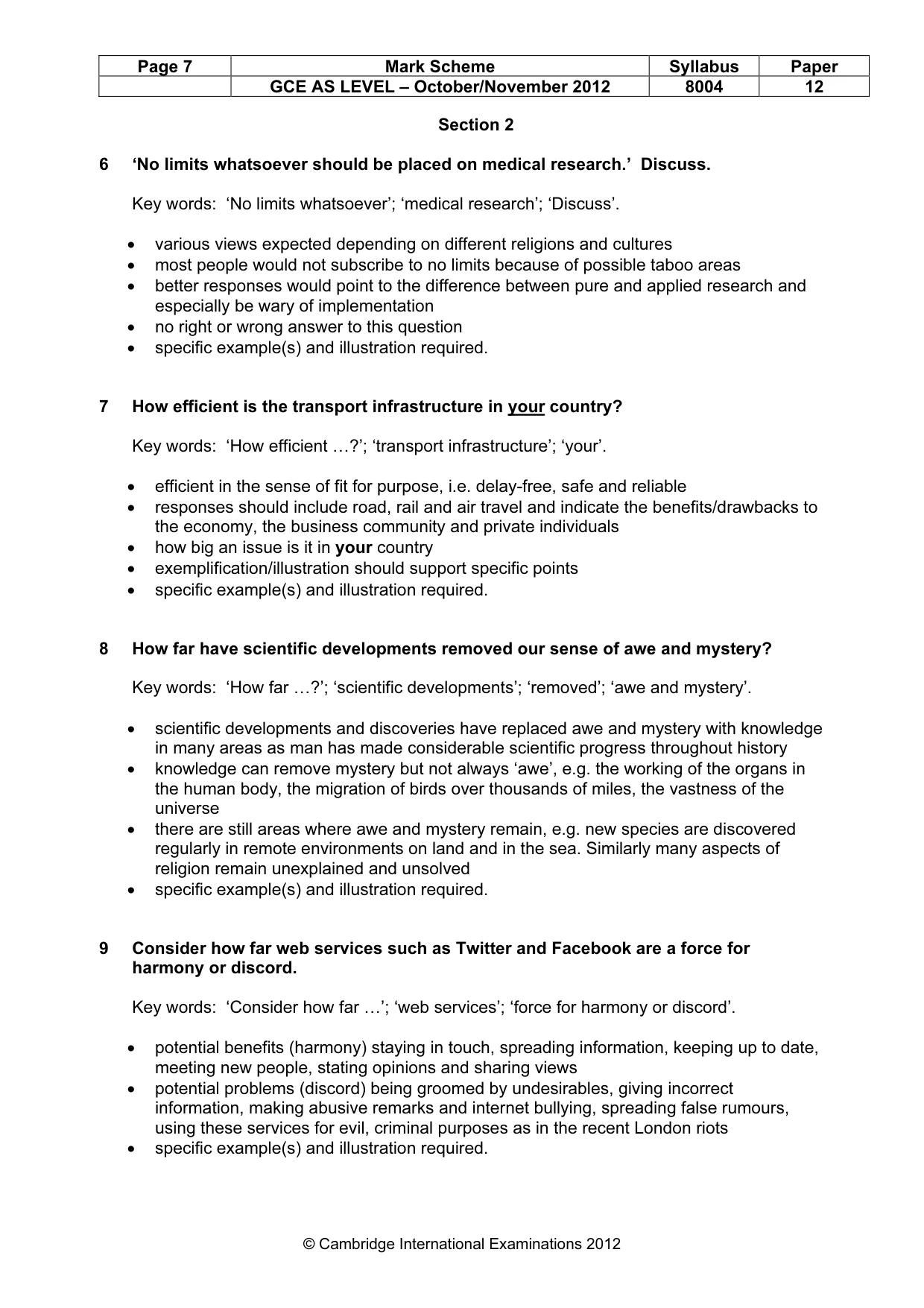 Mark scheme, page 7 of 10