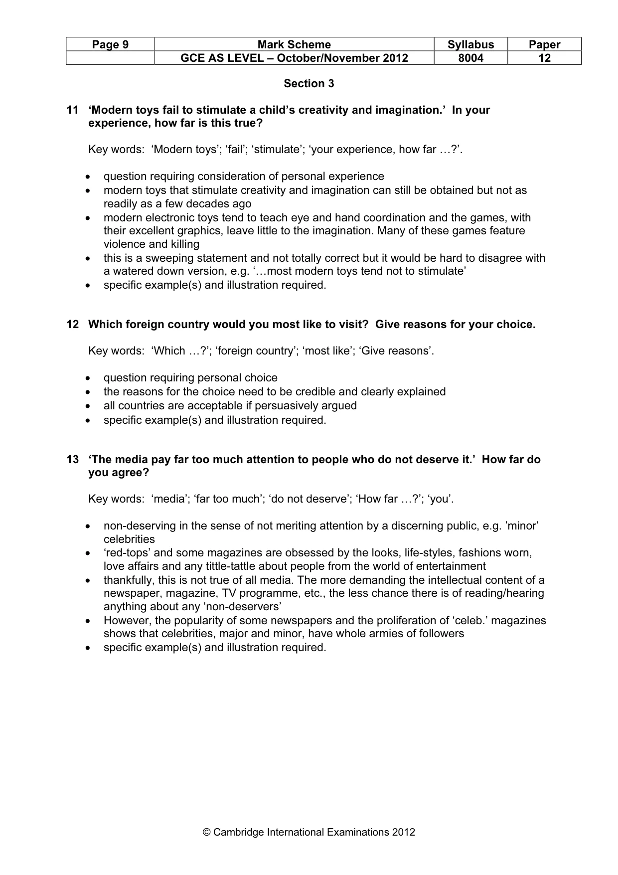 Mark scheme, page 9 of 10