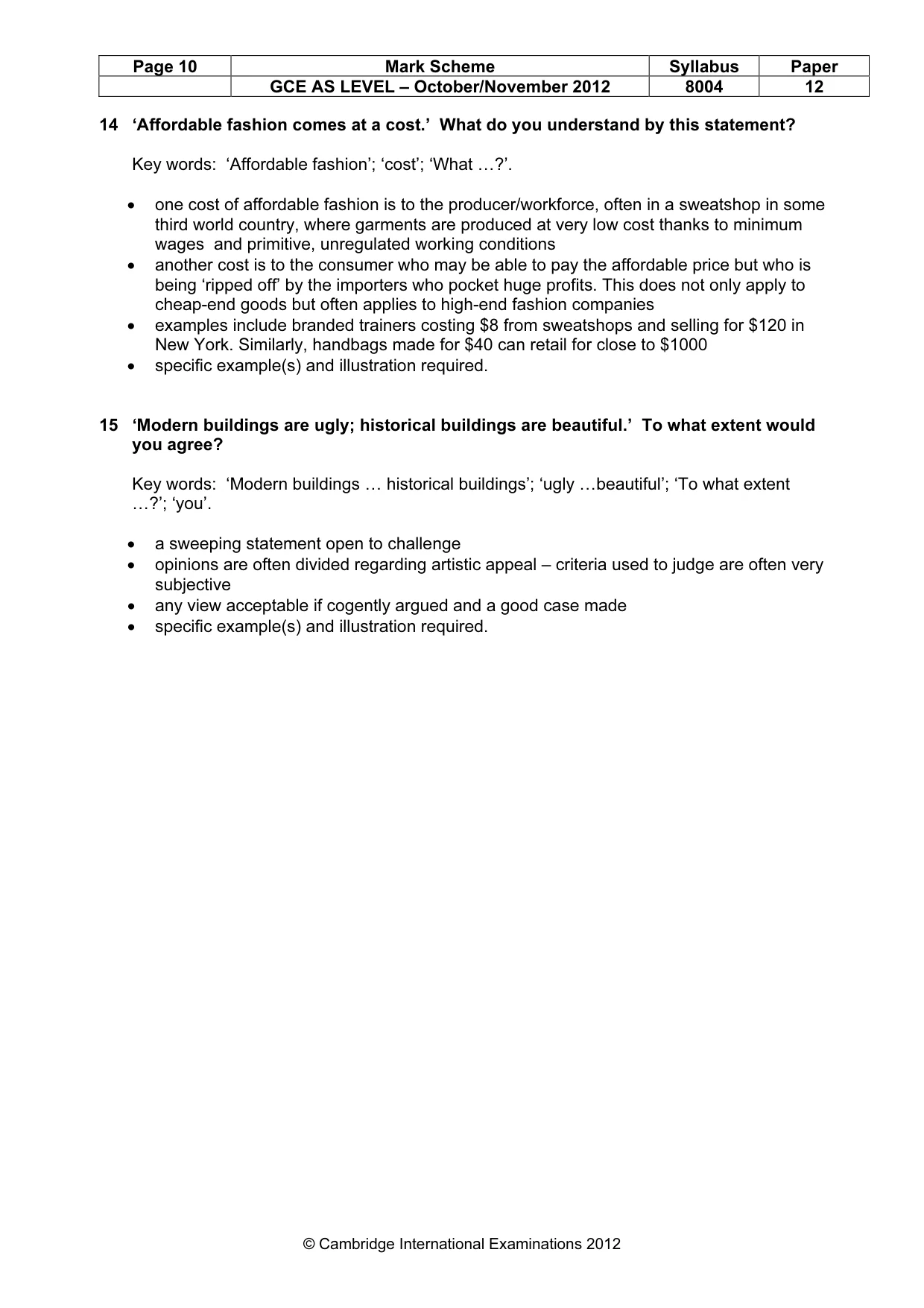 Mark scheme, page 10 of 10