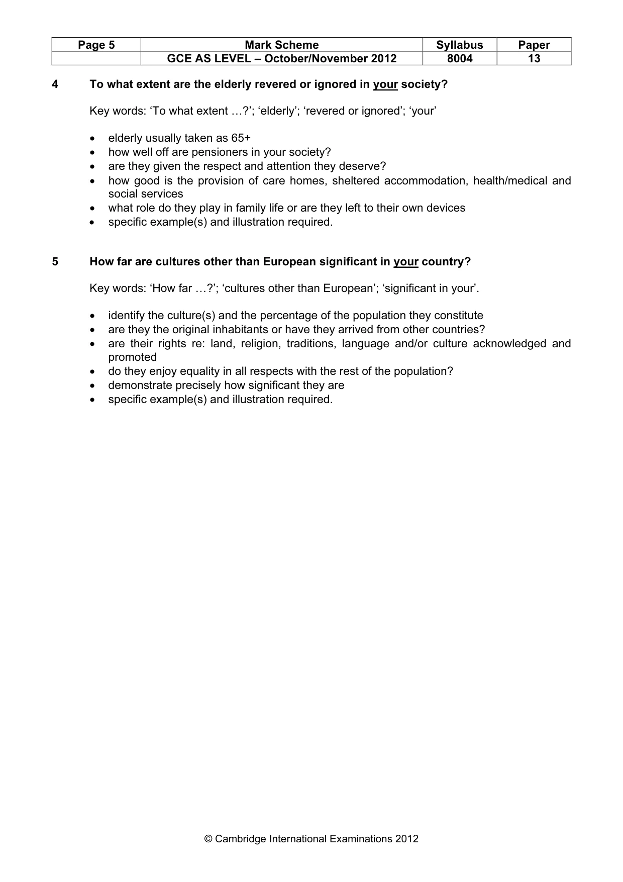 Mark scheme, page 5 of 9