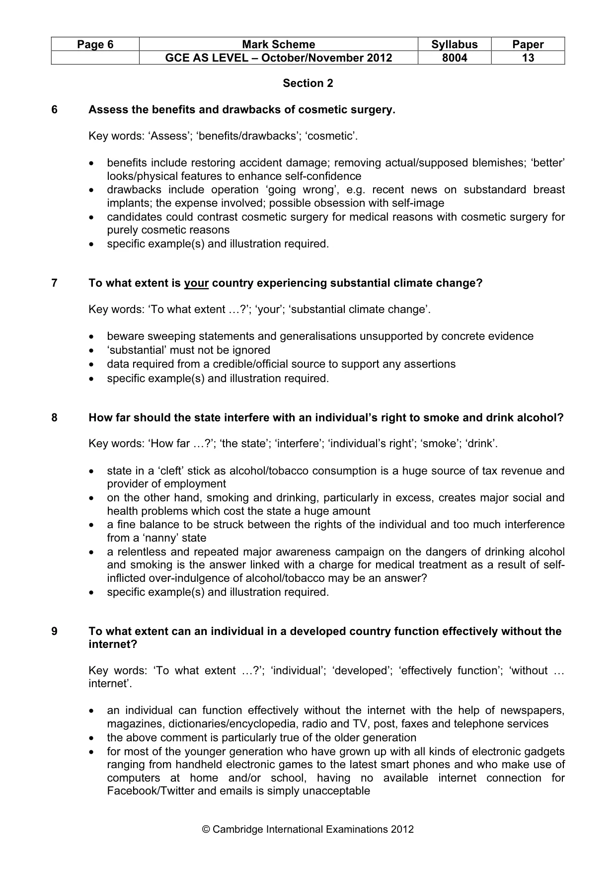 Mark scheme, page 6 of 9