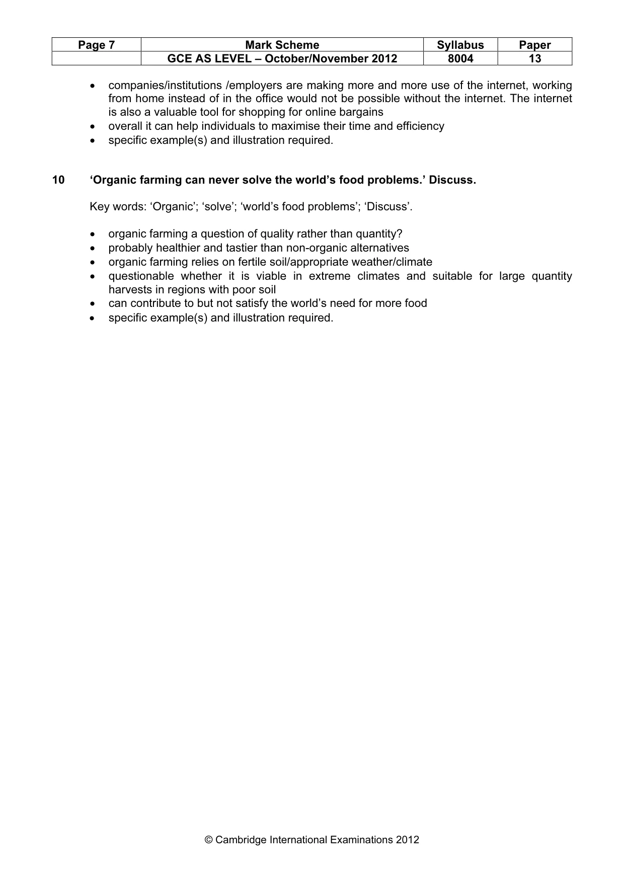 Mark scheme, page 7 of 9