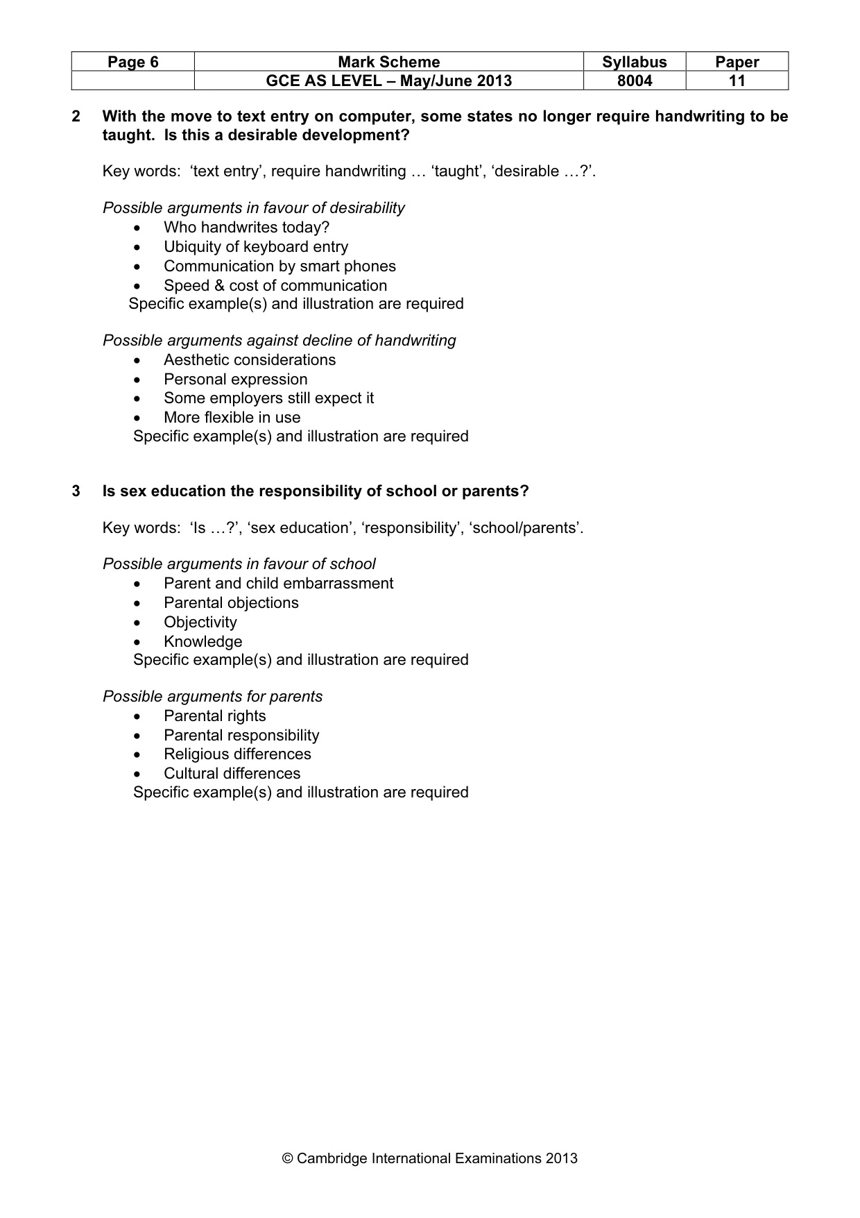 Mark scheme, page 6 of 12