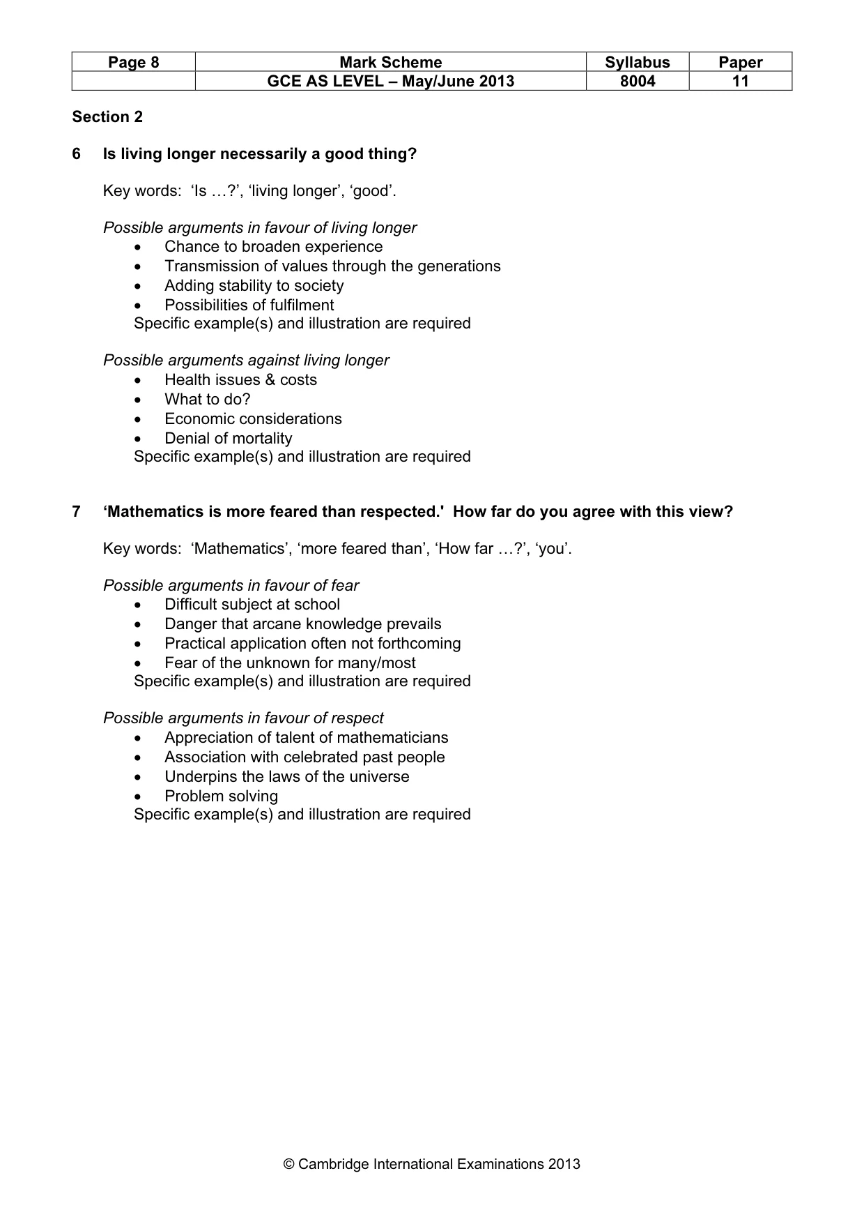 Mark scheme, page 8 of 12