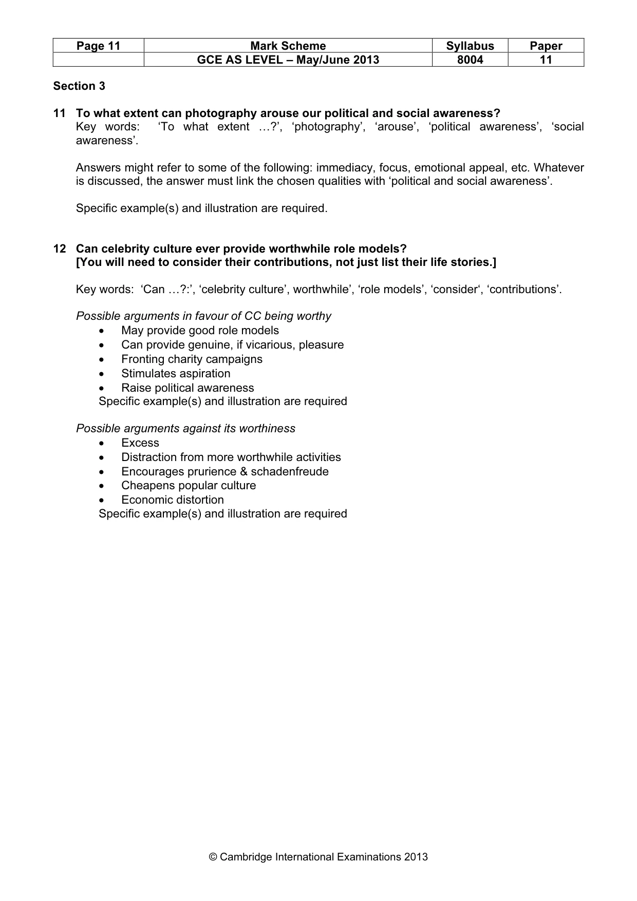 Mark scheme, page 11 of 12