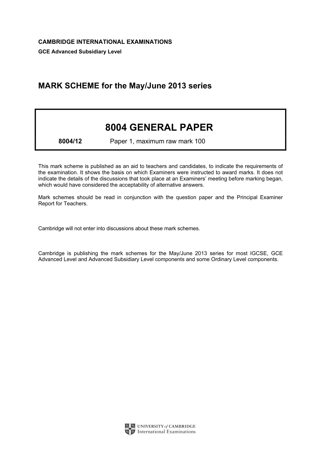 Mark scheme, page 1 of 11