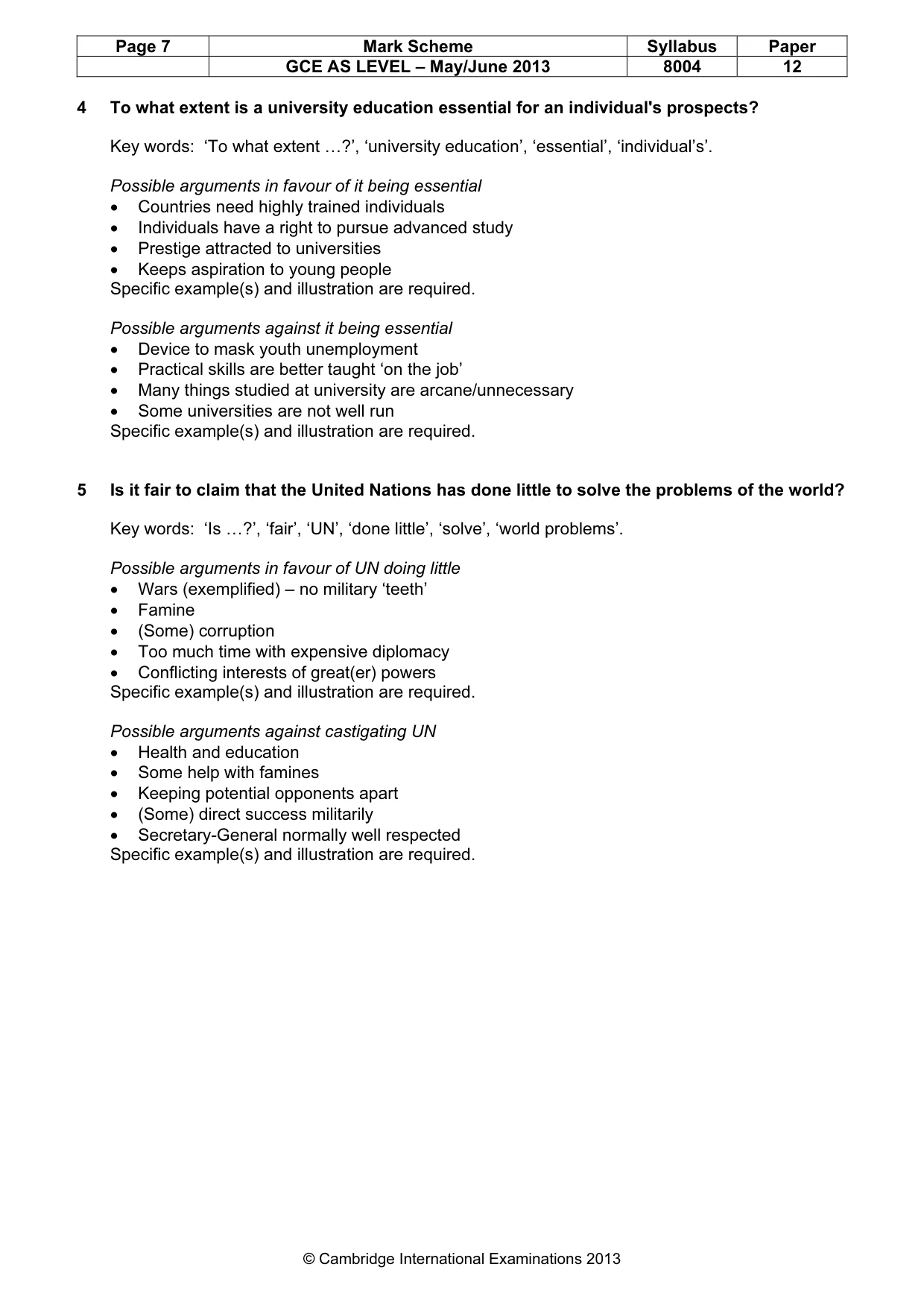 Mark scheme, page 7 of 11
