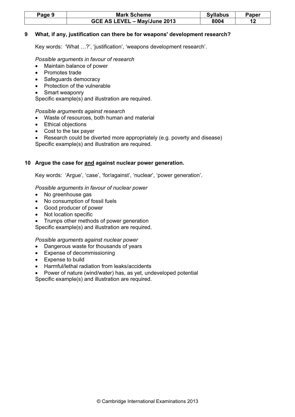 Mark scheme, page 9 of 11