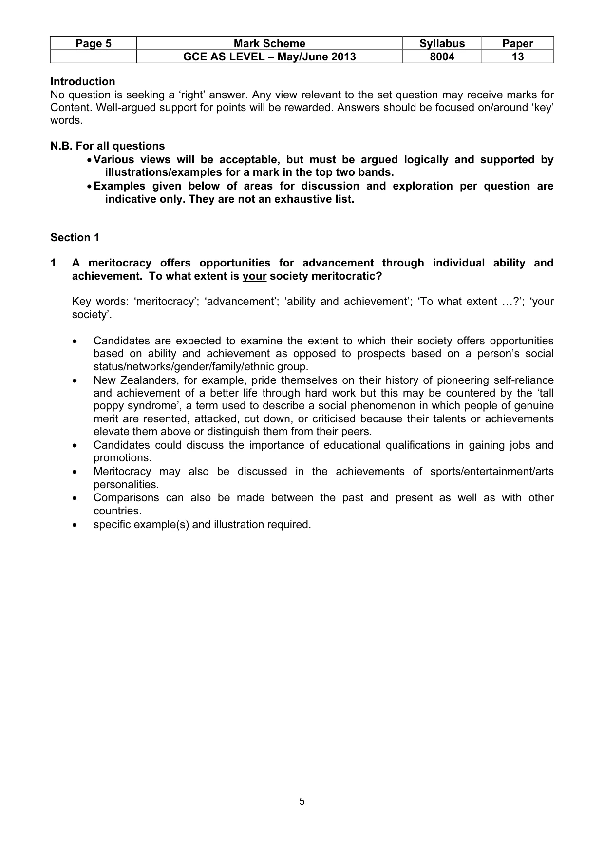 Mark scheme, page 5 of 13