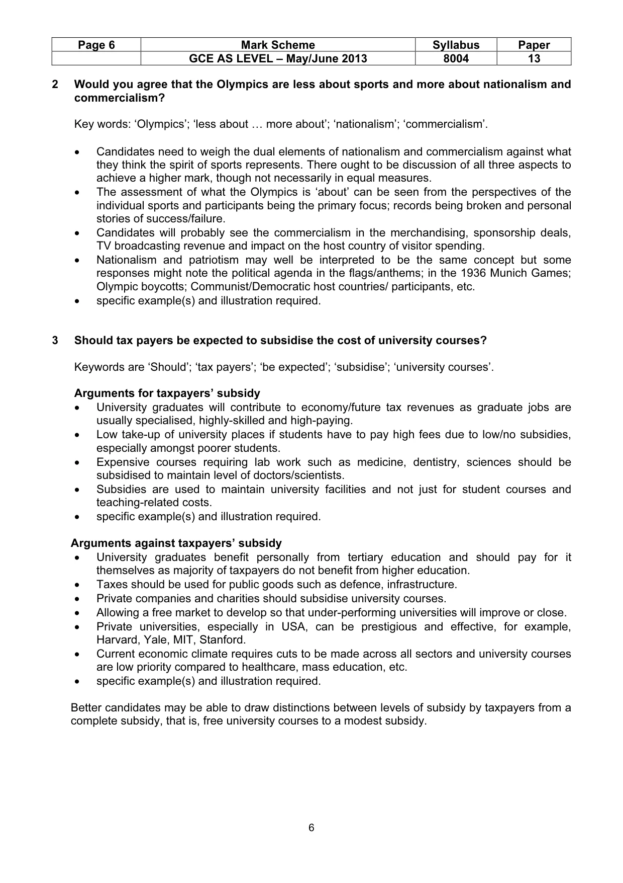 Mark scheme, page 6 of 13