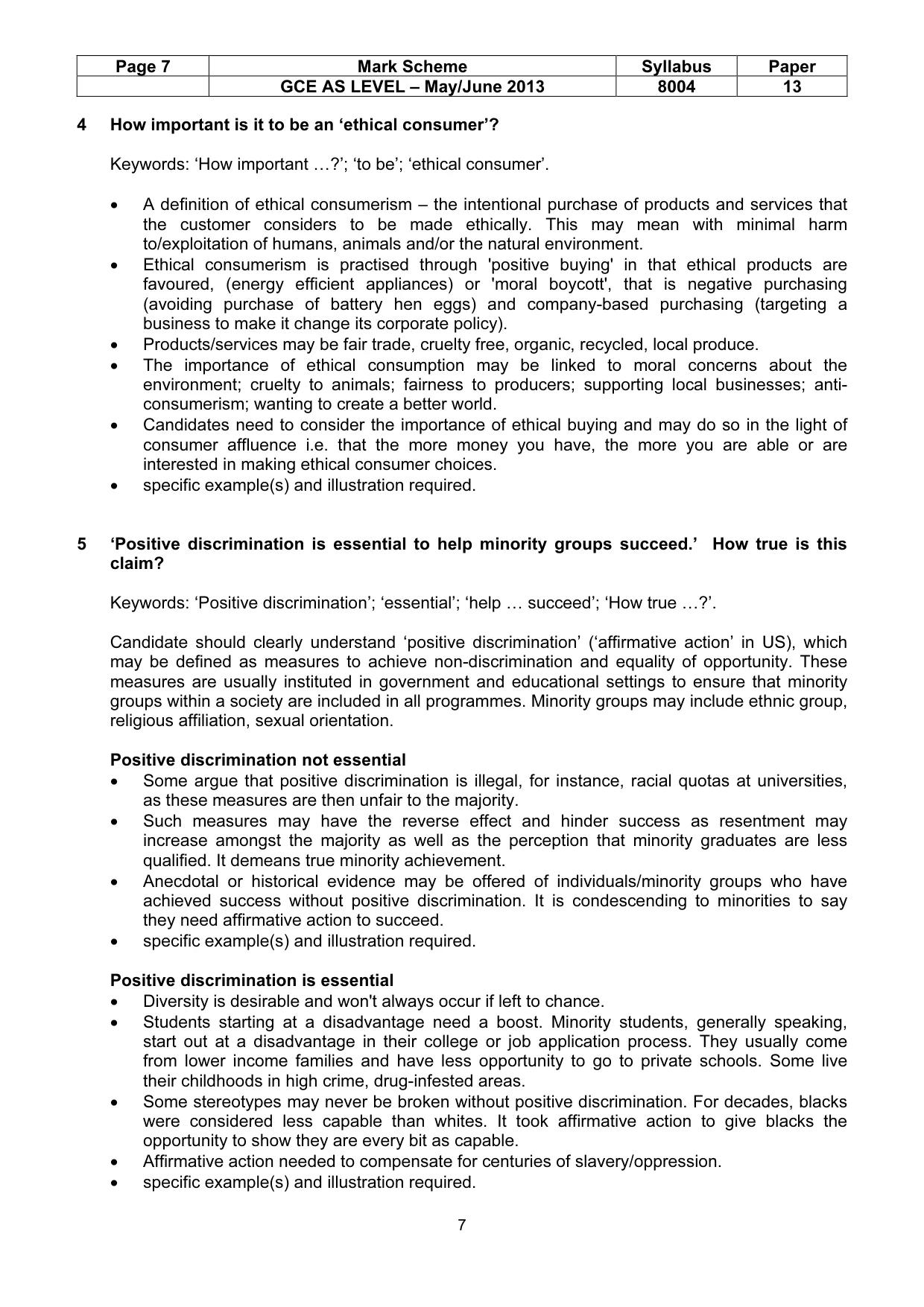 Mark scheme, page 7 of 13