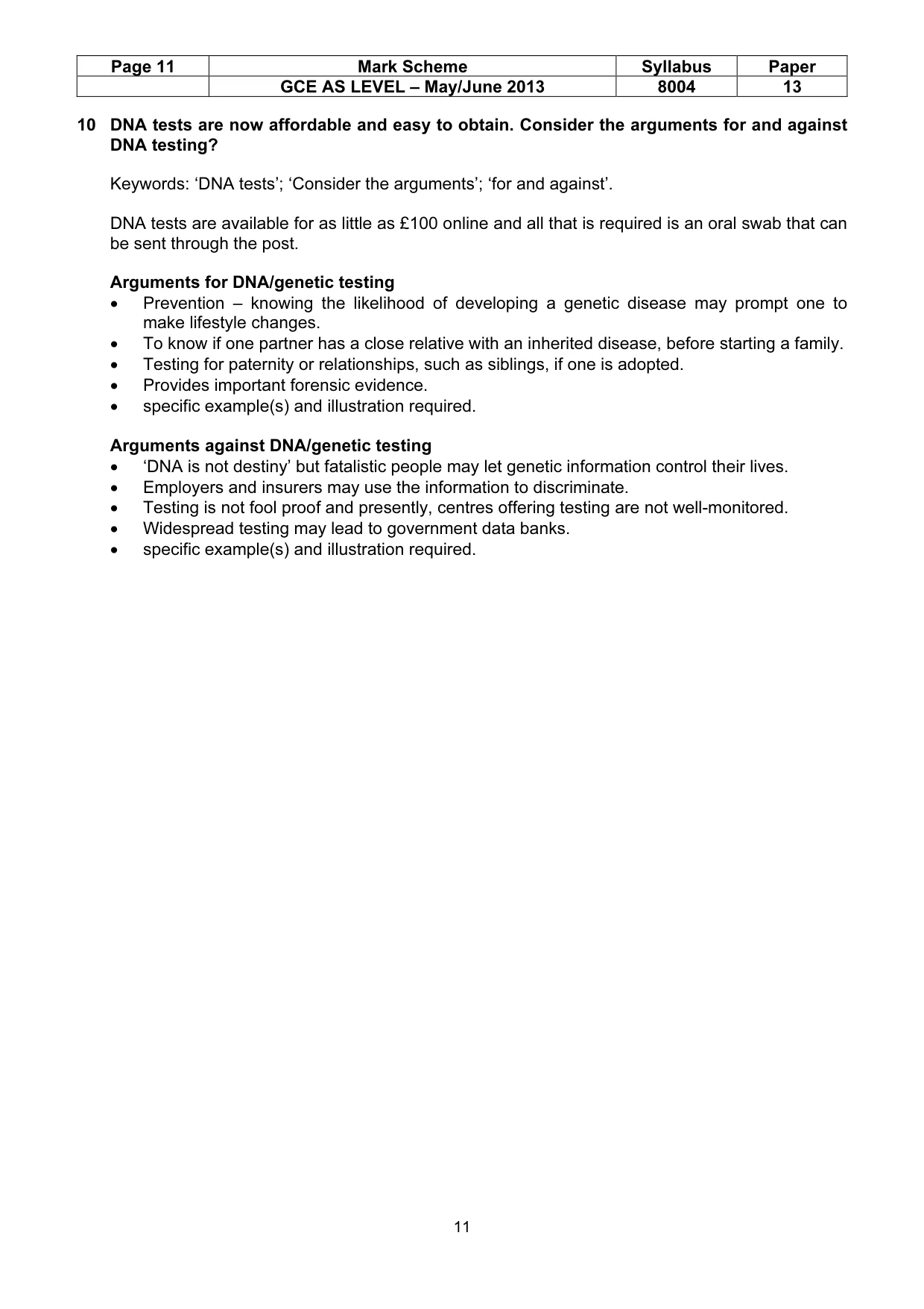 Mark scheme, page 11 of 13