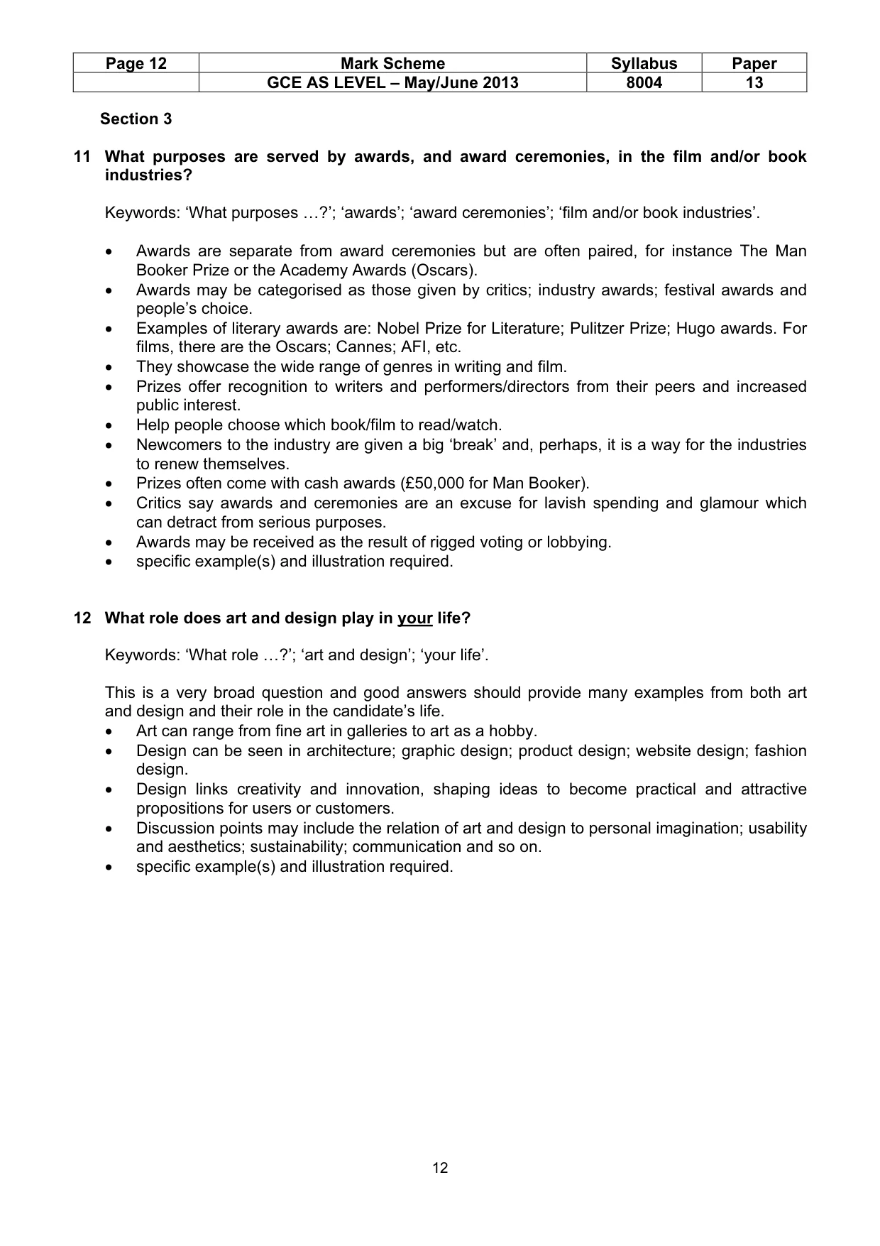Mark scheme, page 12 of 13