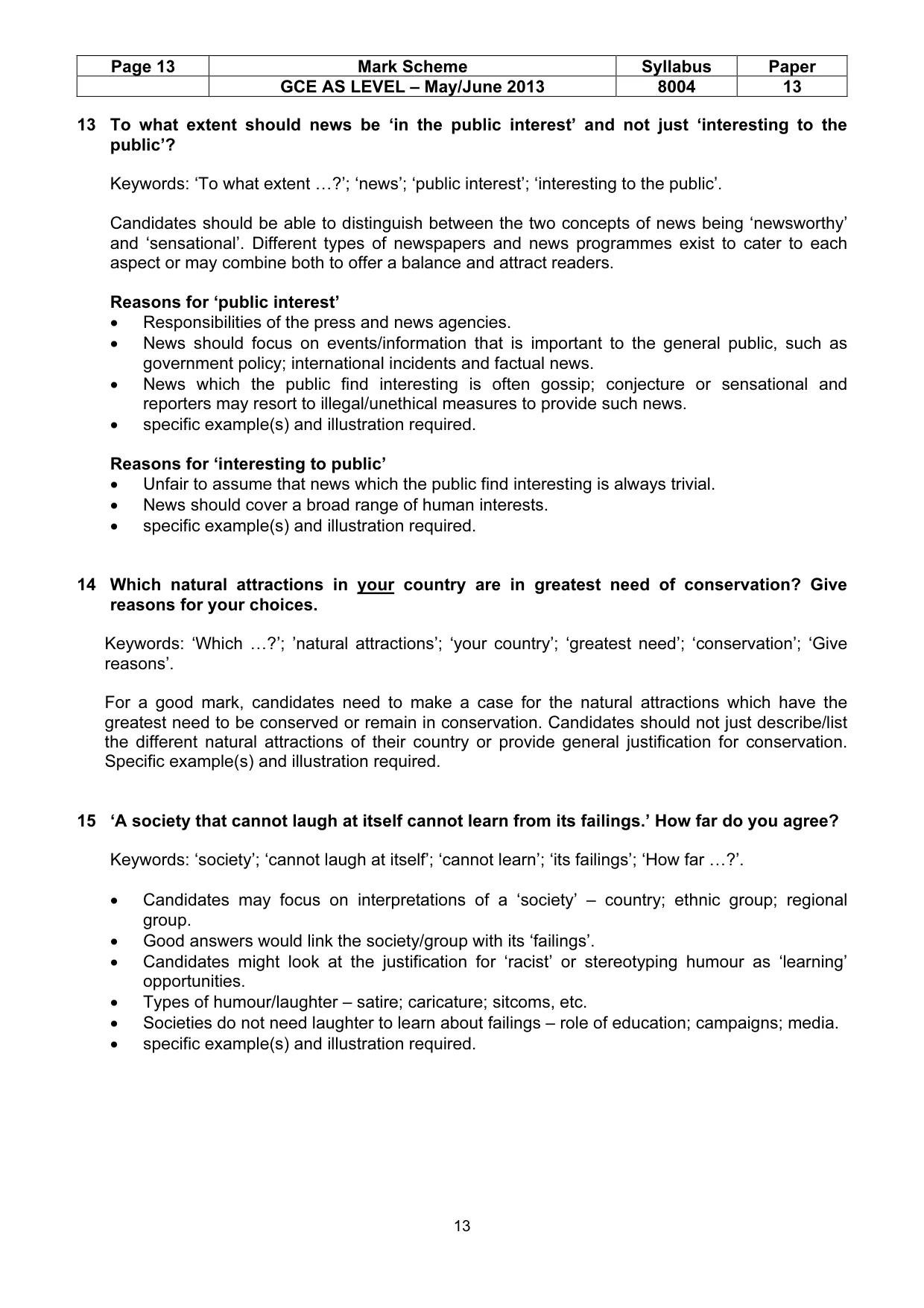 Mark scheme, page 13 of 13
