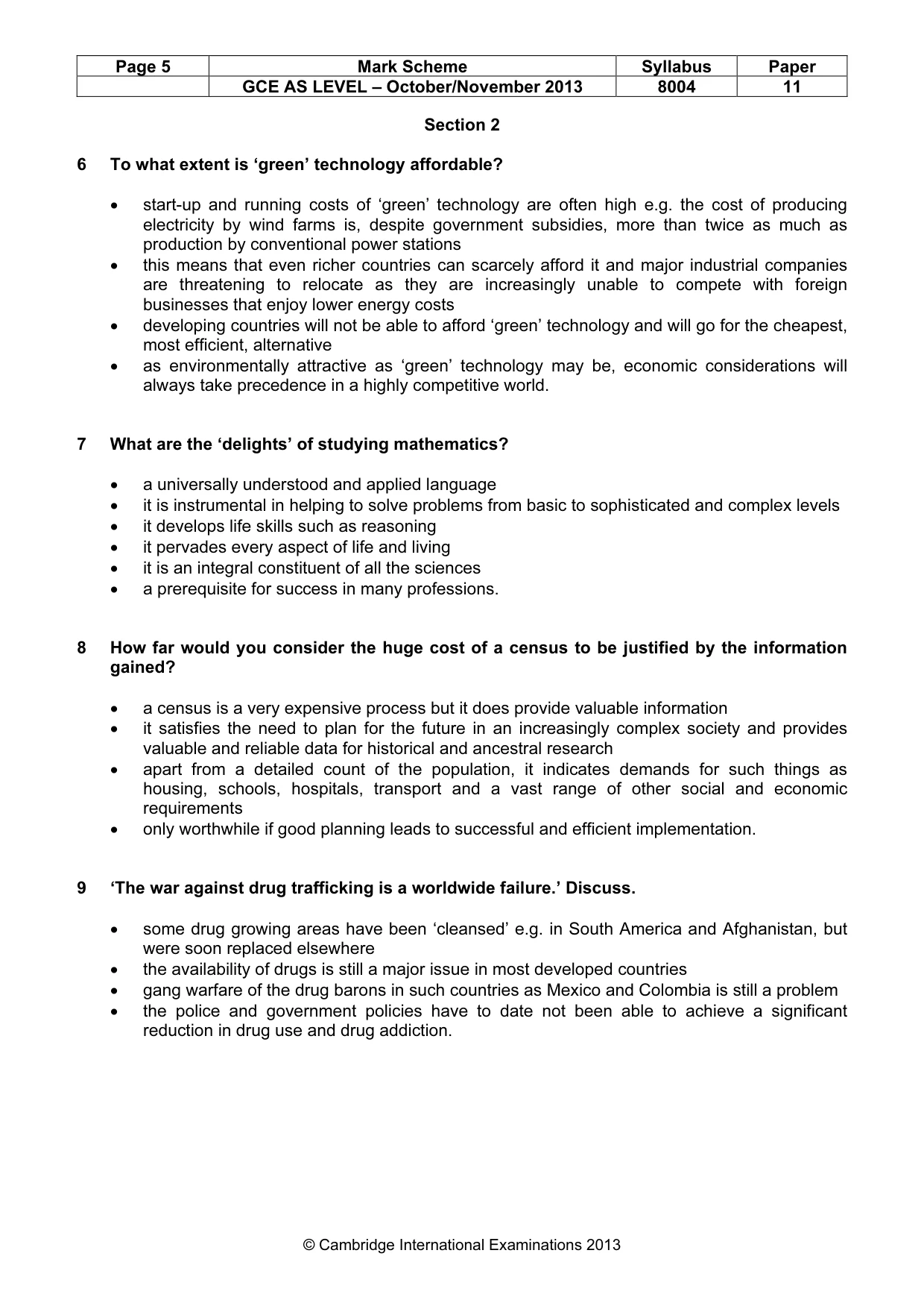 Mark scheme, page 5 of 7