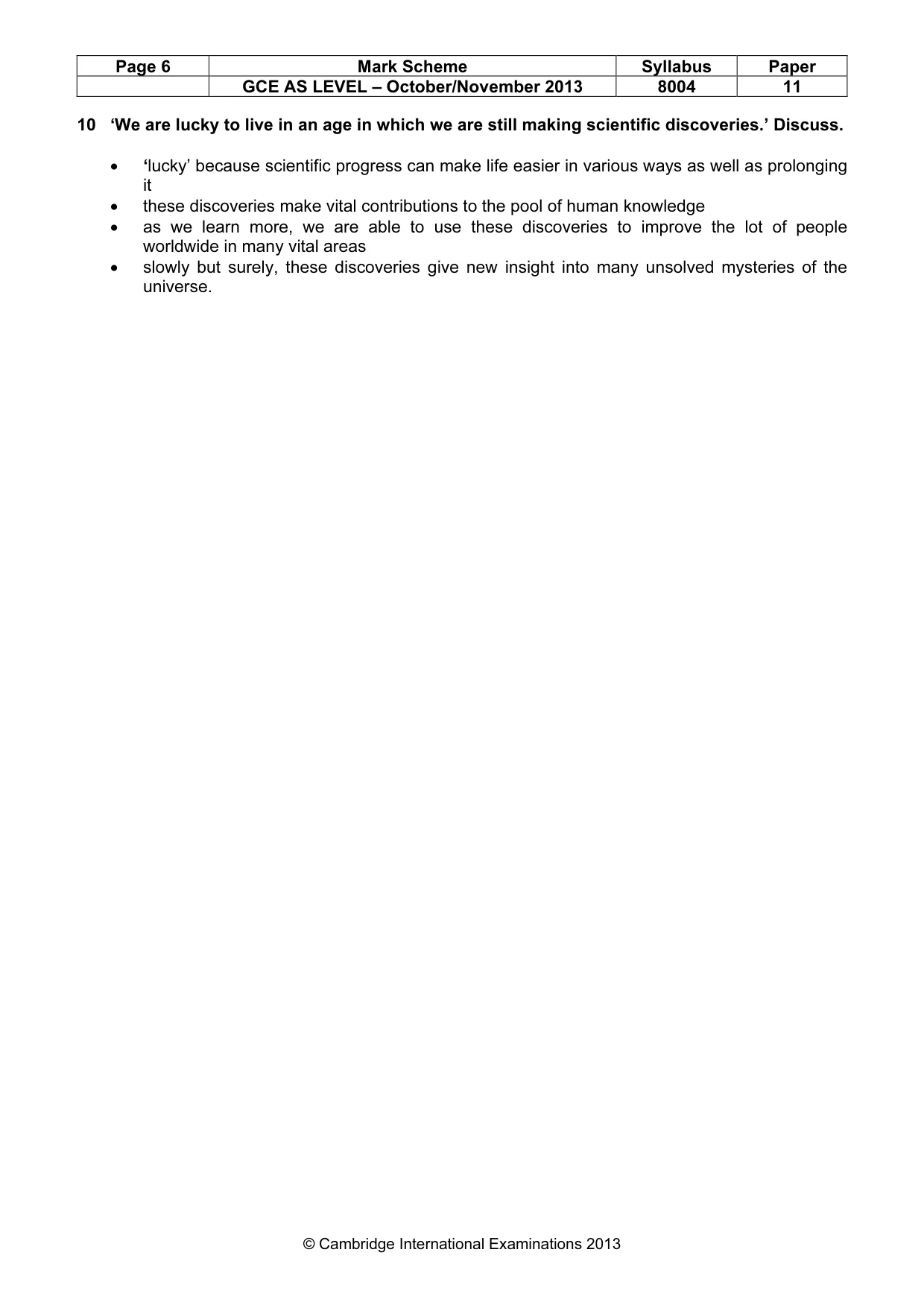 Mark scheme, page 6 of 7