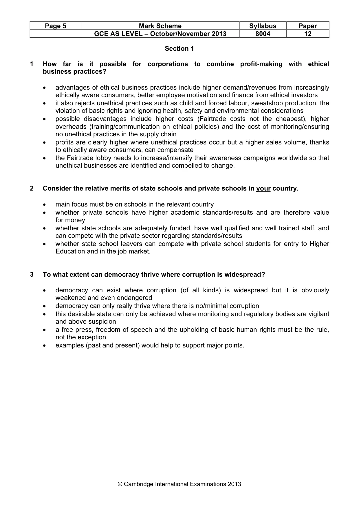 Mark scheme, page 5 of 9