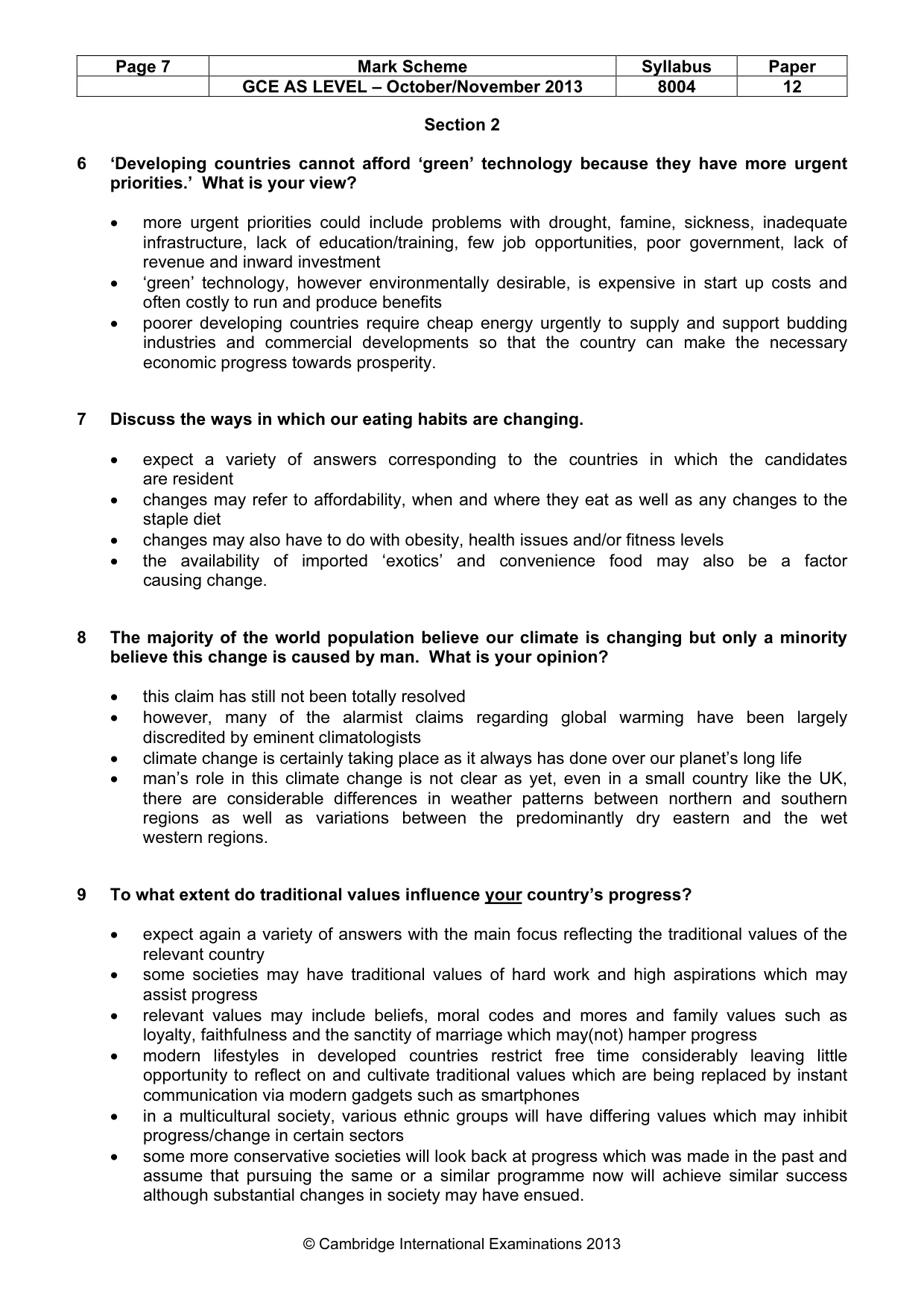 Mark scheme, page 7 of 9