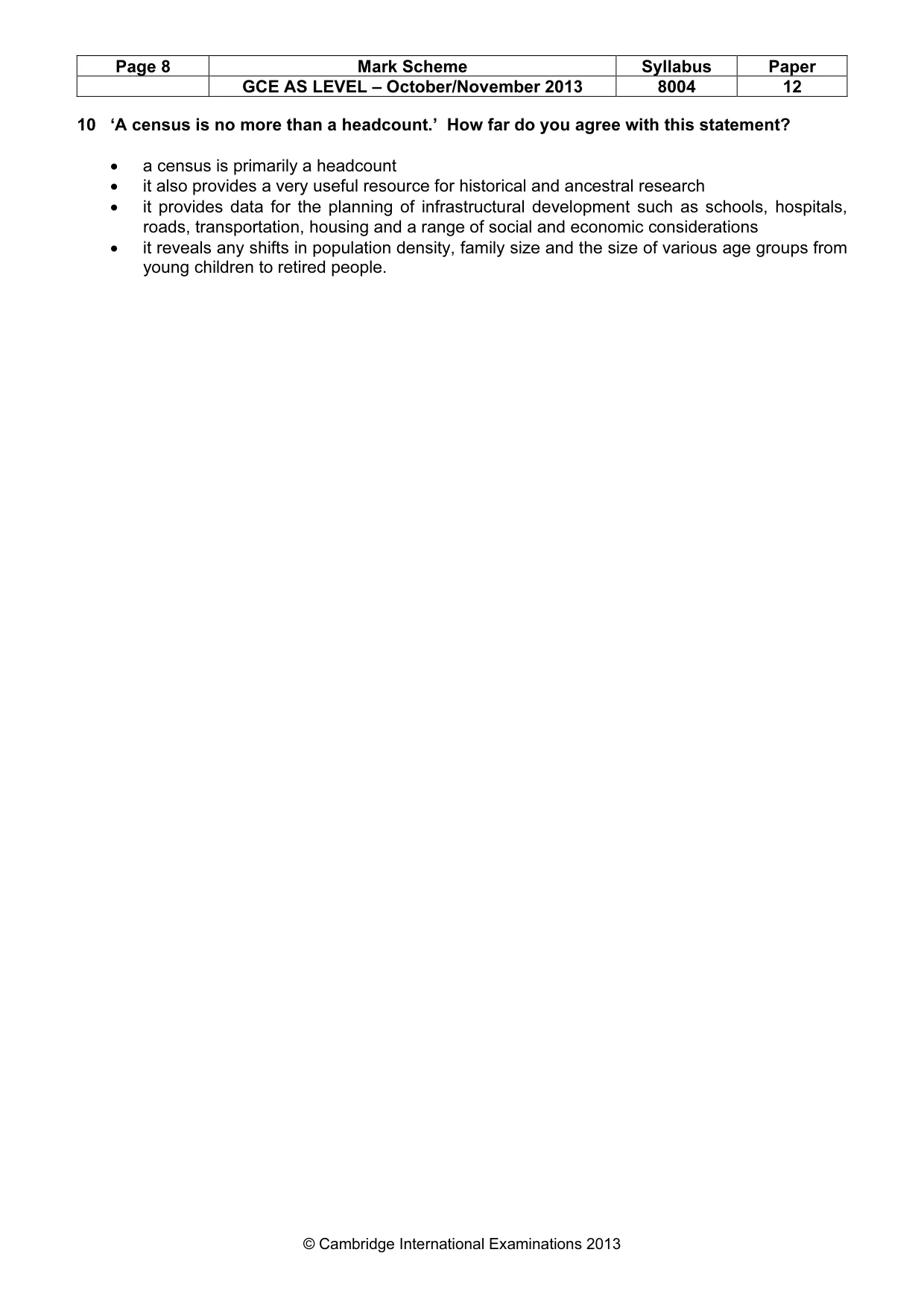 Mark scheme, page 8 of 9