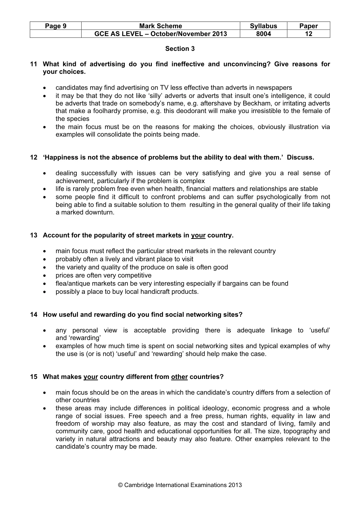 Mark scheme, page 9 of 9