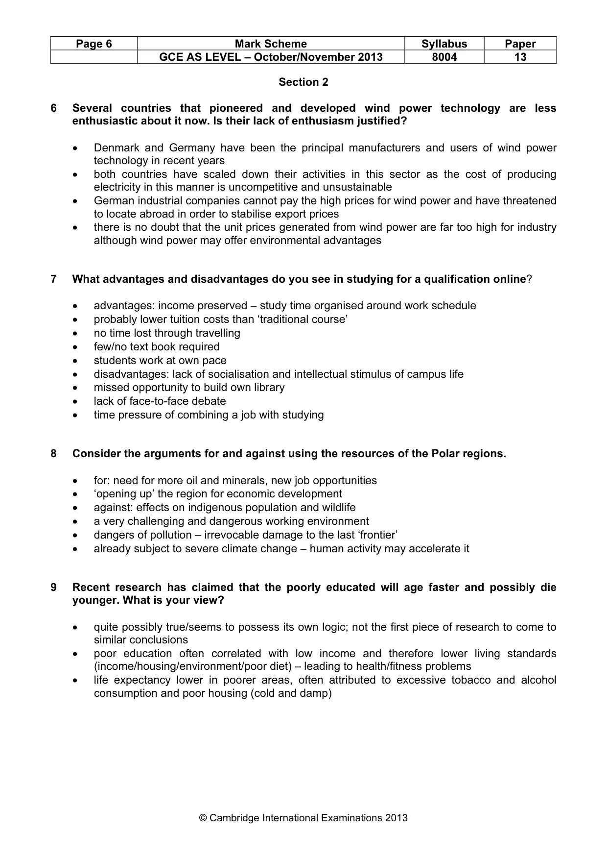 Mark scheme, page 6 of 9