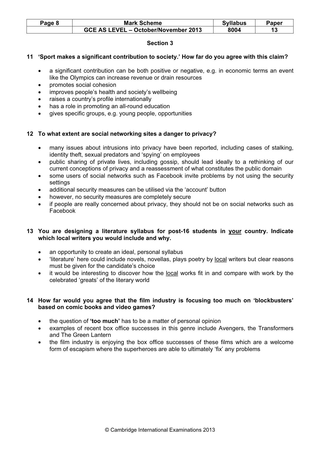 Mark scheme, page 8 of 9