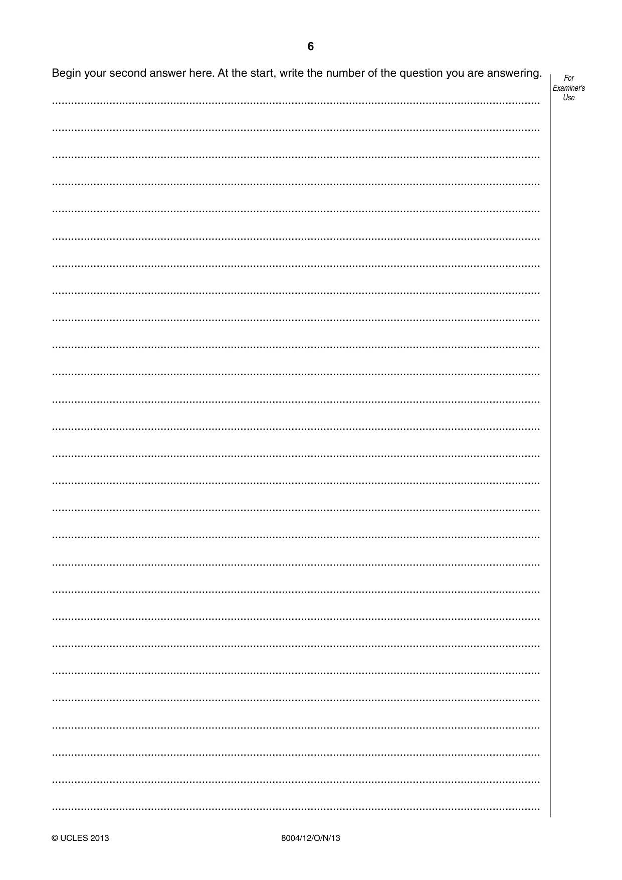 Cambridge A Level General Paper (AS Level only) 8004 2013 Oct/Nov Paper 1 · Variant 2 question paper, page 6 of 8