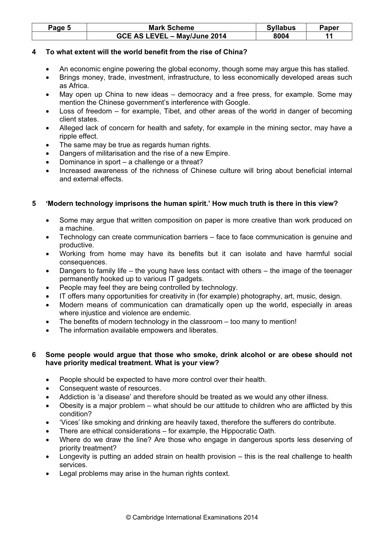 Mark scheme, page 5 of 7