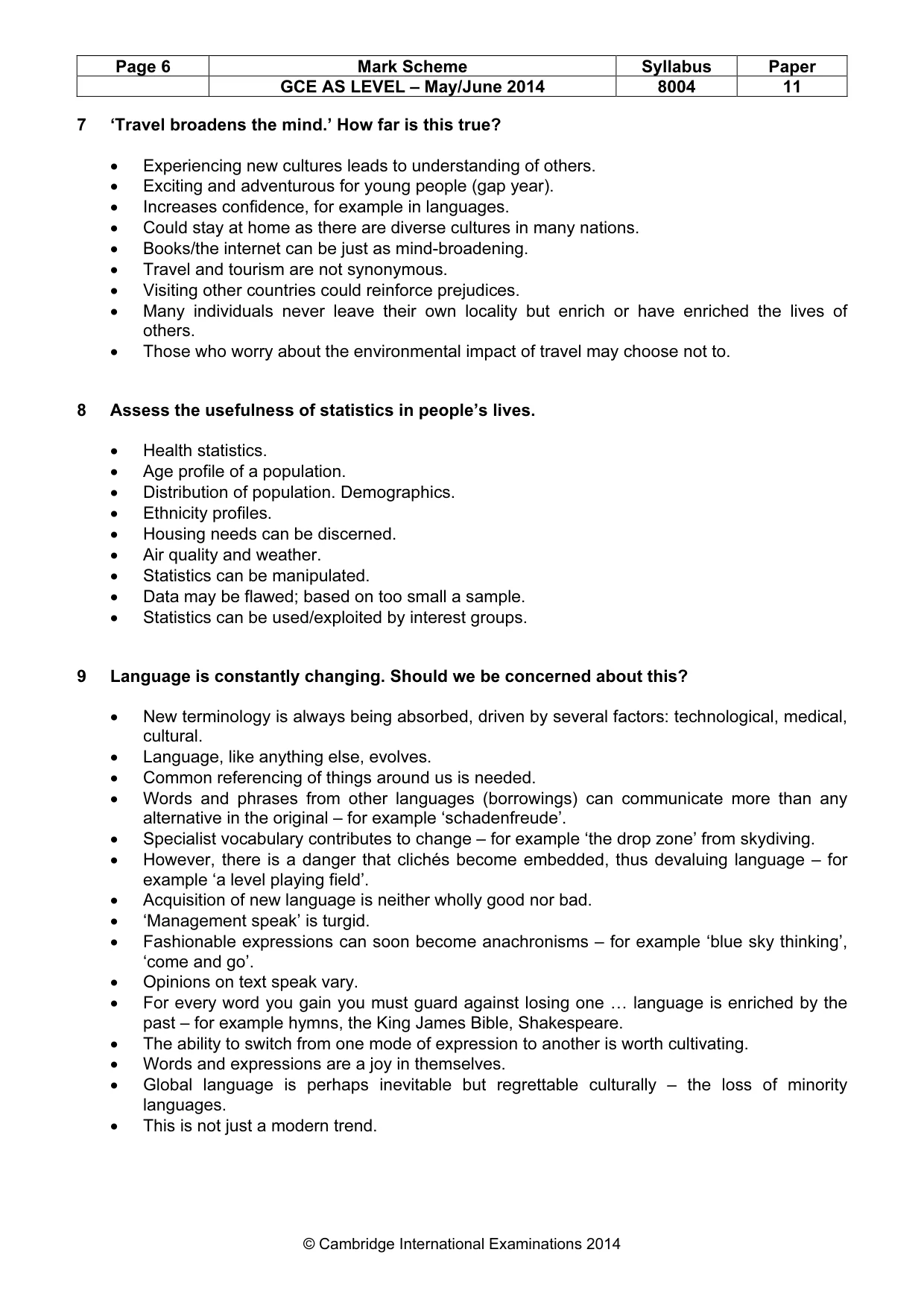 Mark scheme, page 6 of 7