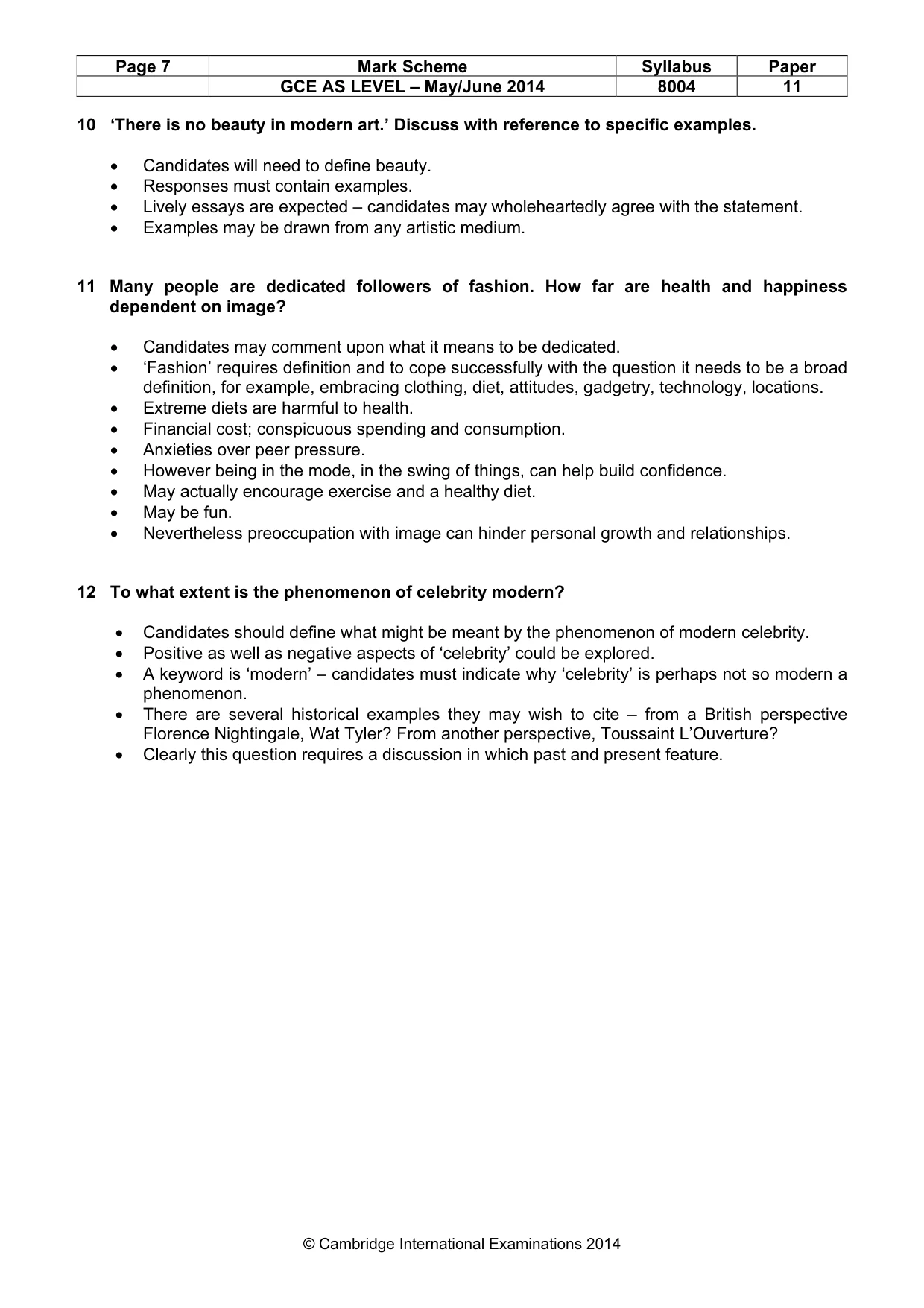 Mark scheme, page 7 of 7
