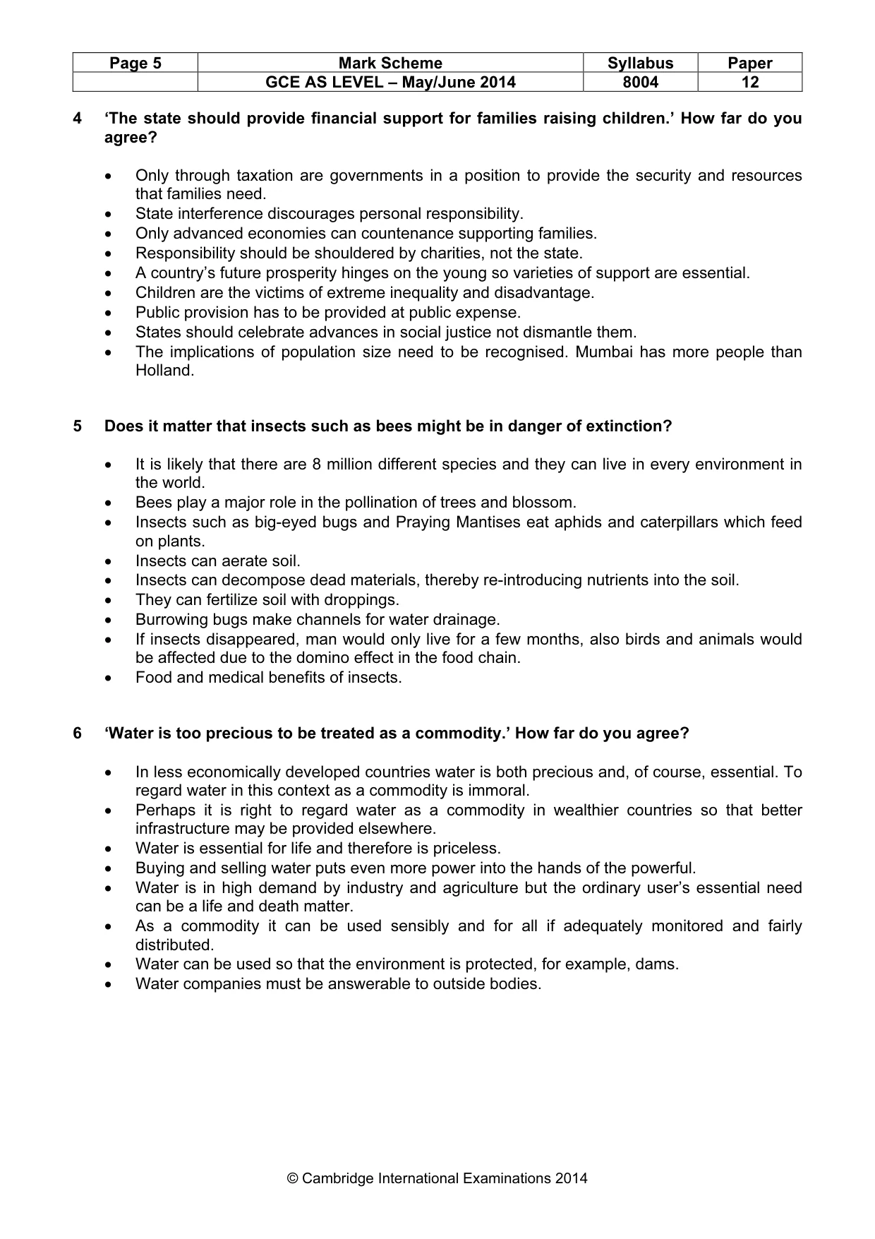 Mark scheme, page 5 of 7