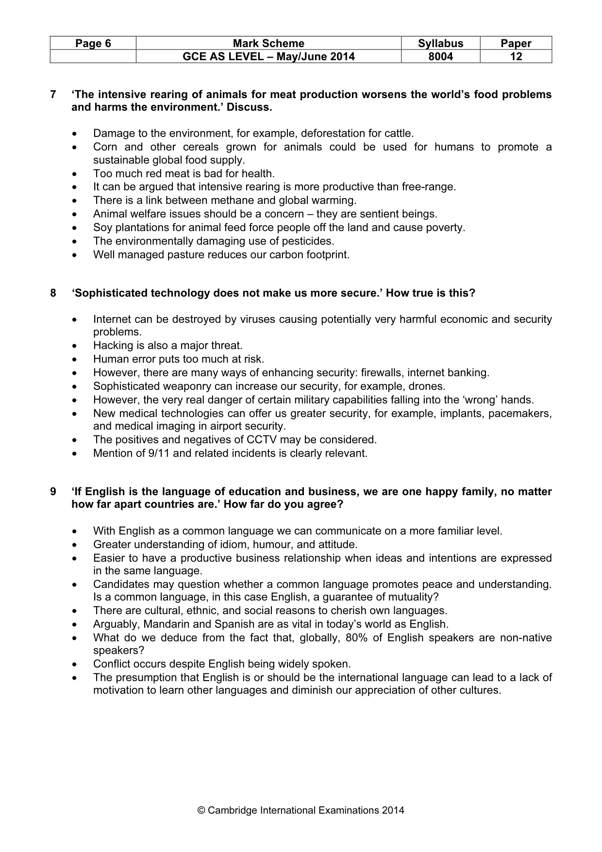 Mark scheme, page 6 of 7