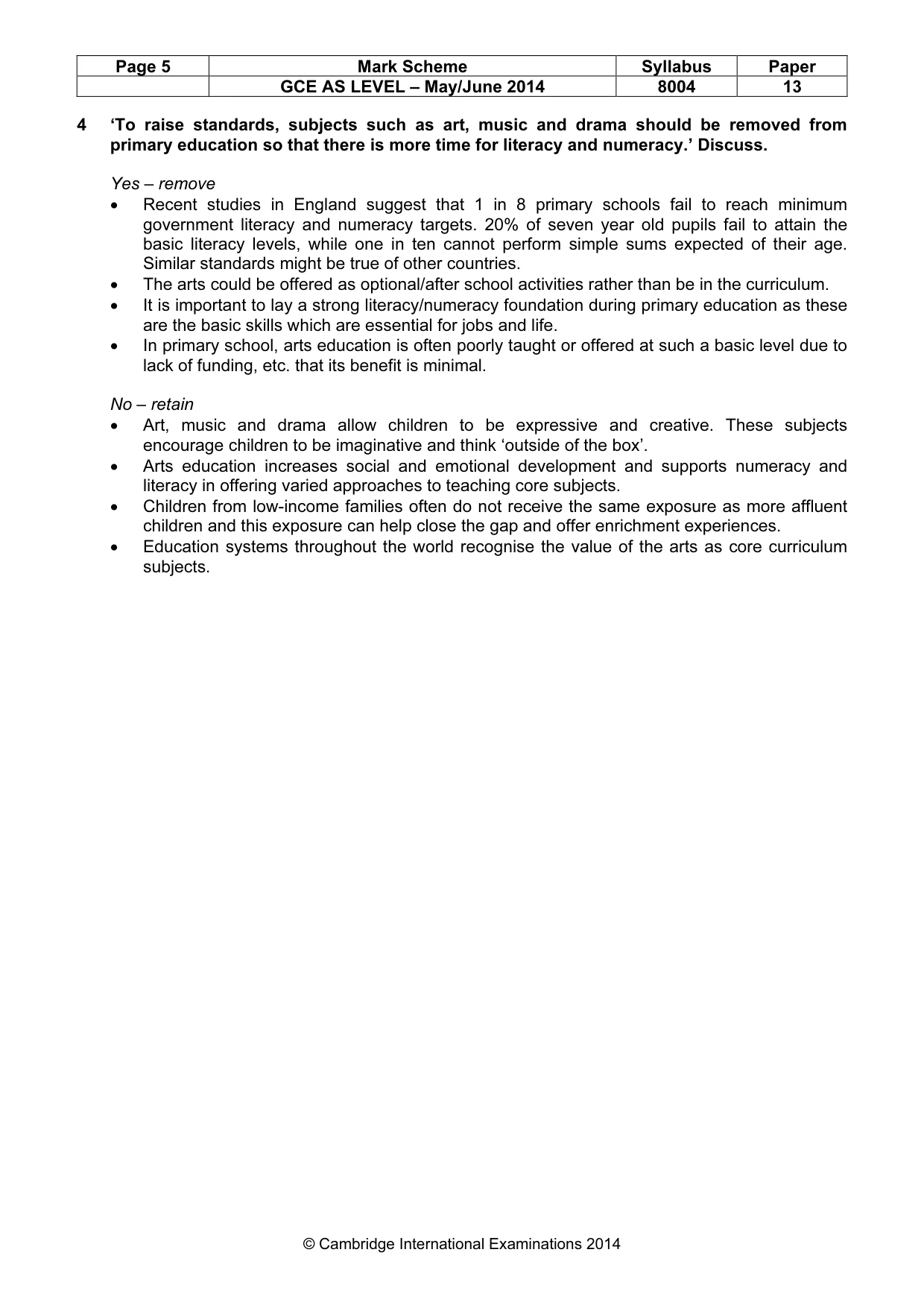 Mark scheme, page 5 of 9