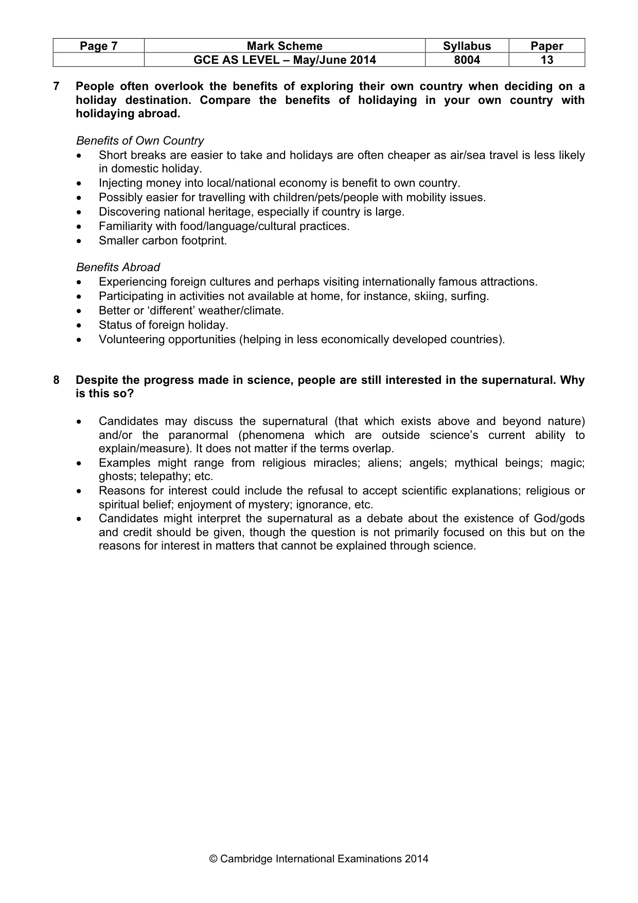 Mark scheme, page 7 of 9