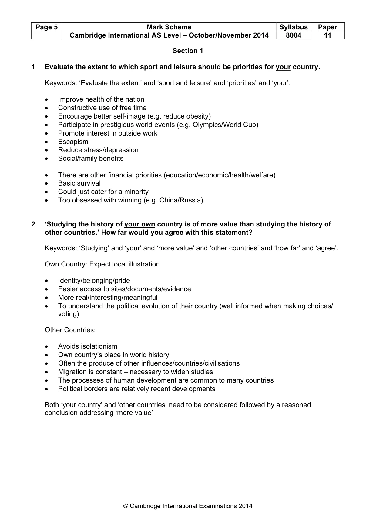 Mark scheme, page 5 of 10