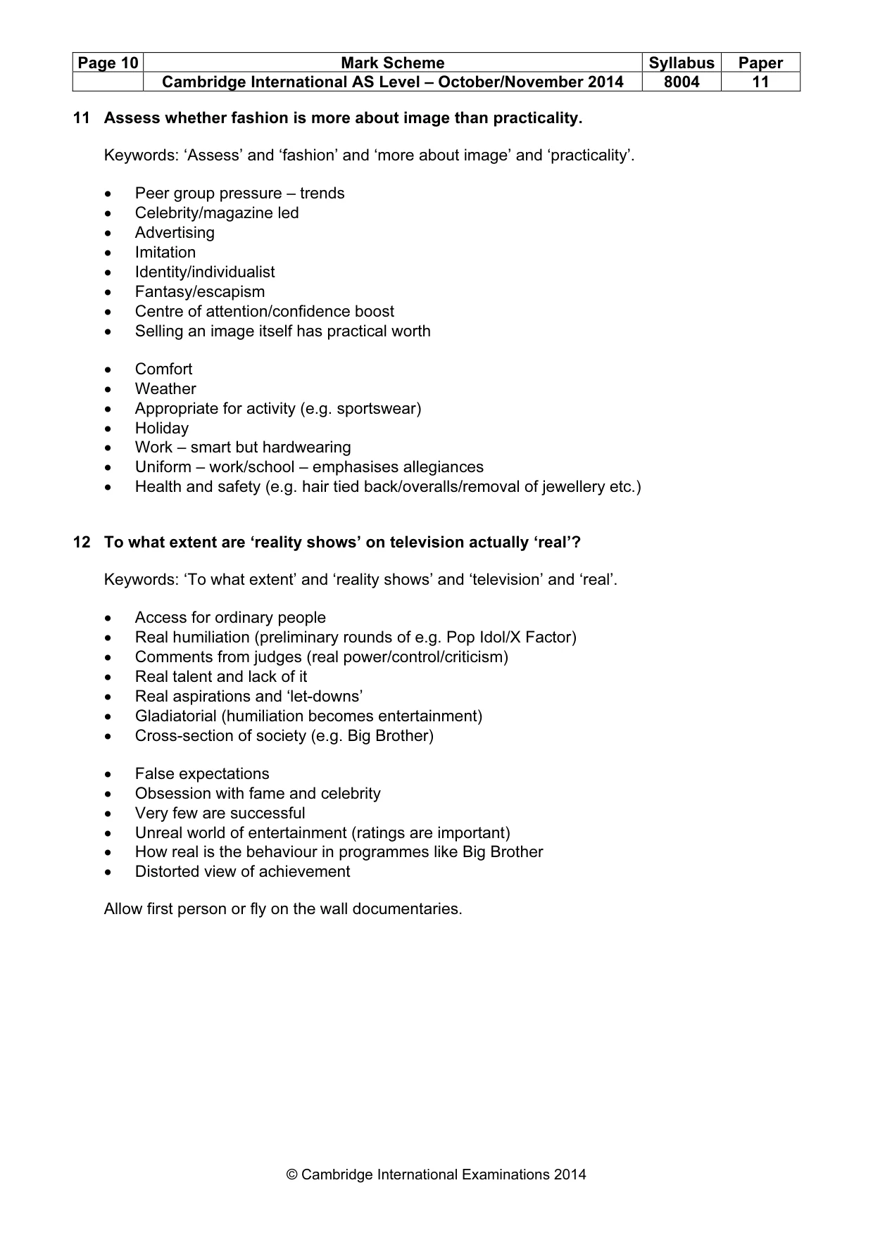 Mark scheme, page 10 of 10