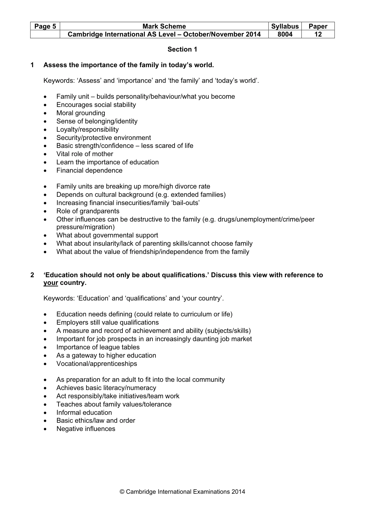 Mark scheme, page 5 of 10