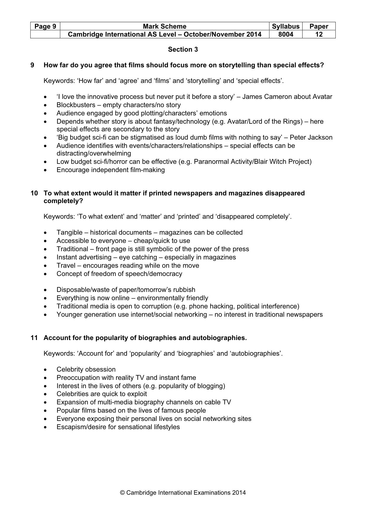 Mark scheme, page 9 of 10