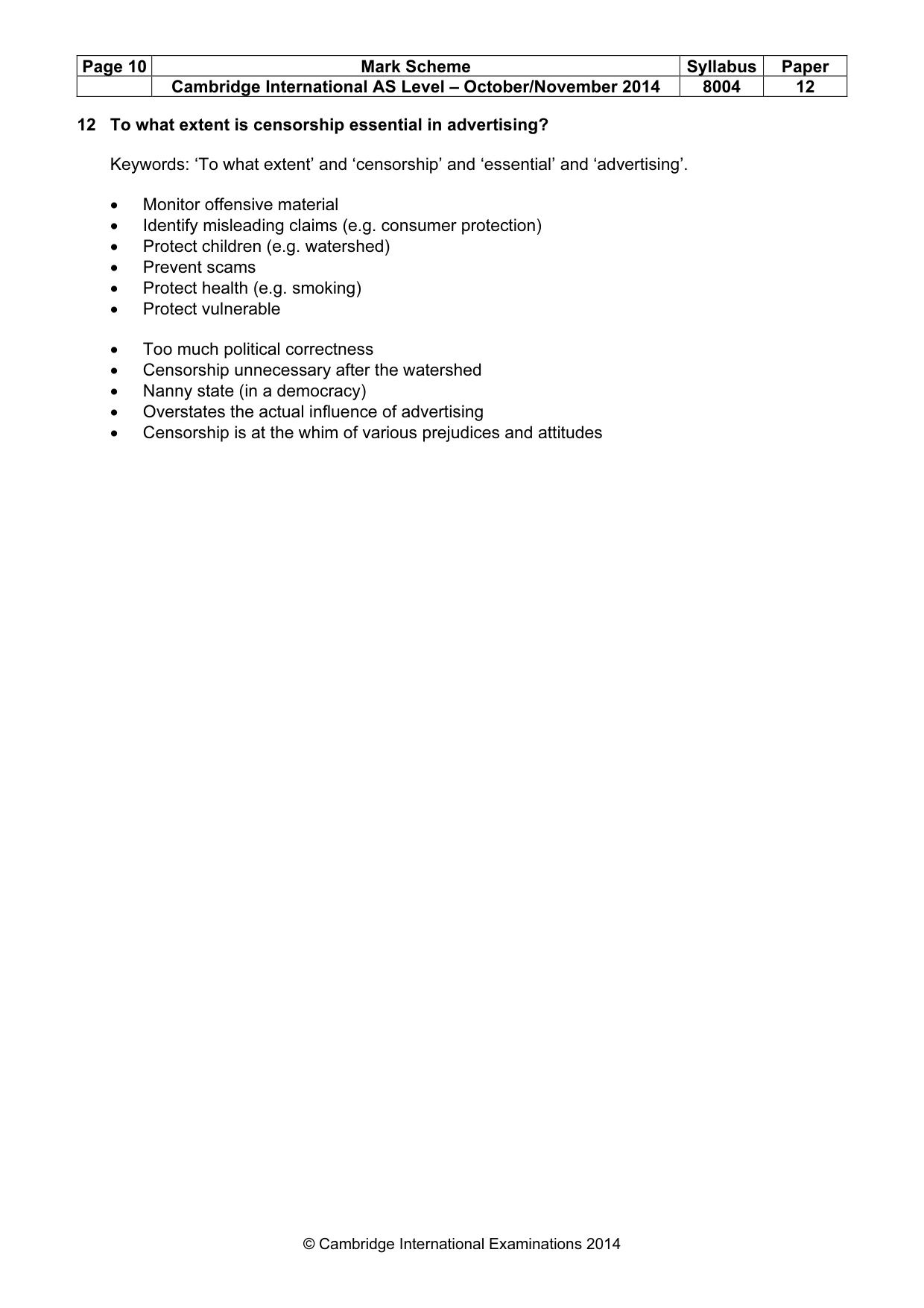 Mark scheme, page 10 of 10