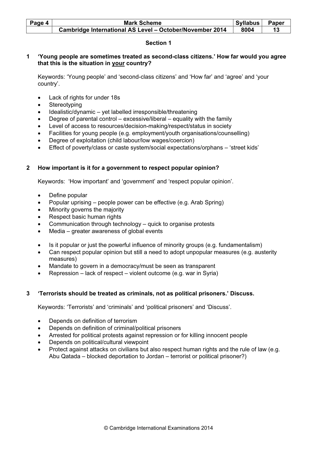 Mark scheme, page 4 of 8