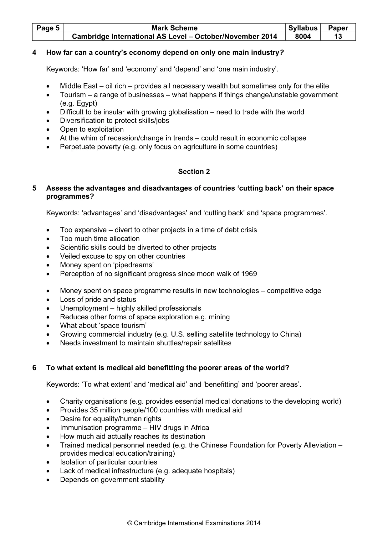 Mark scheme, page 5 of 8