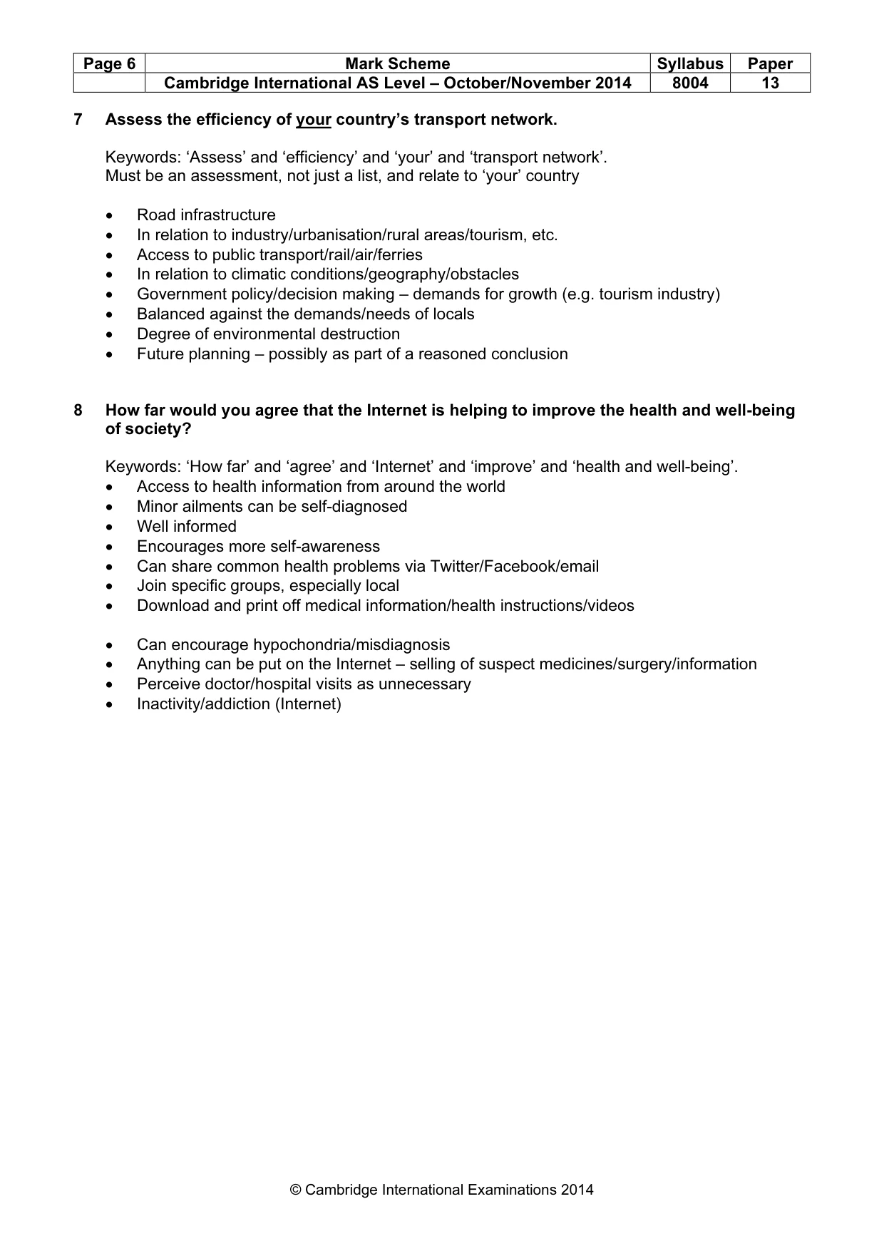 Mark scheme, page 6 of 8