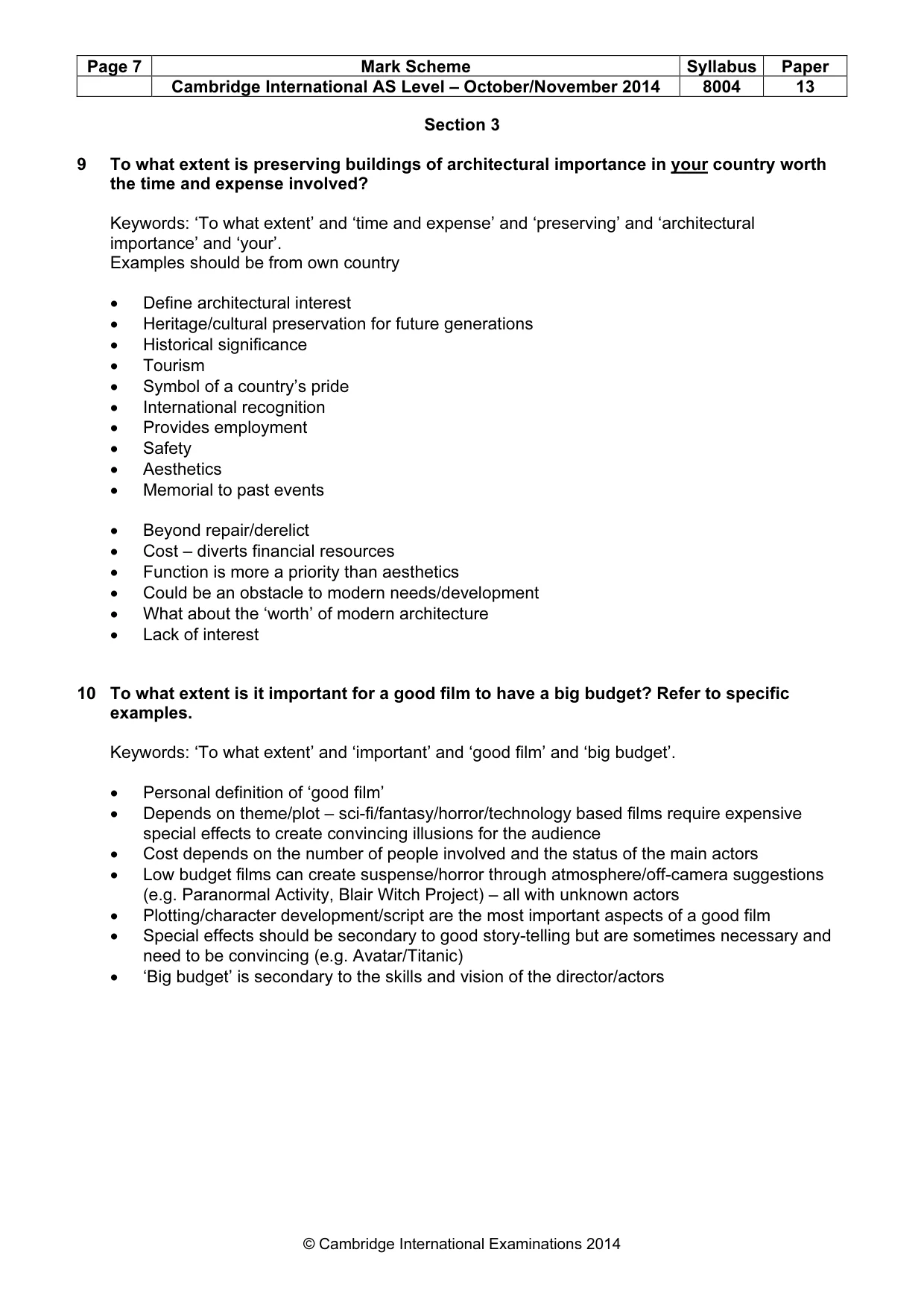 Mark scheme, page 7 of 8