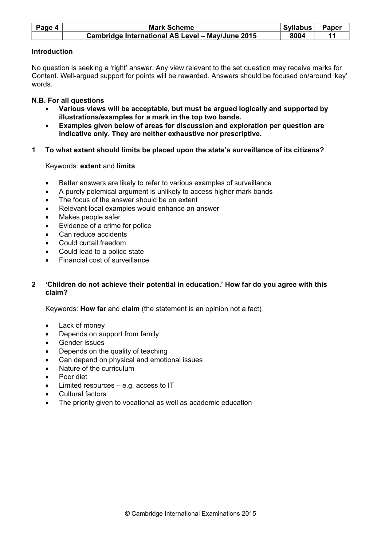 Mark scheme, page 4 of 8