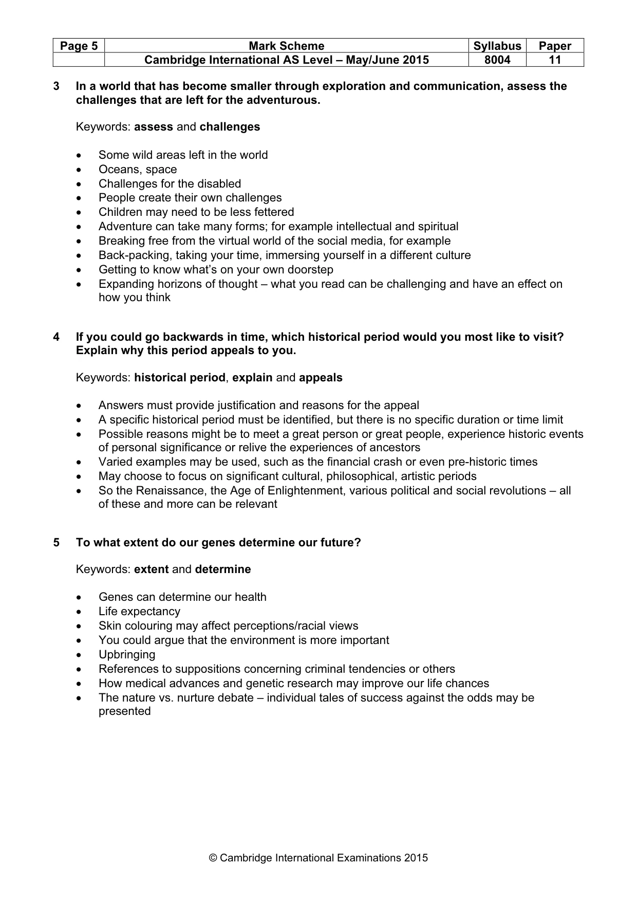 Mark scheme, page 5 of 8
