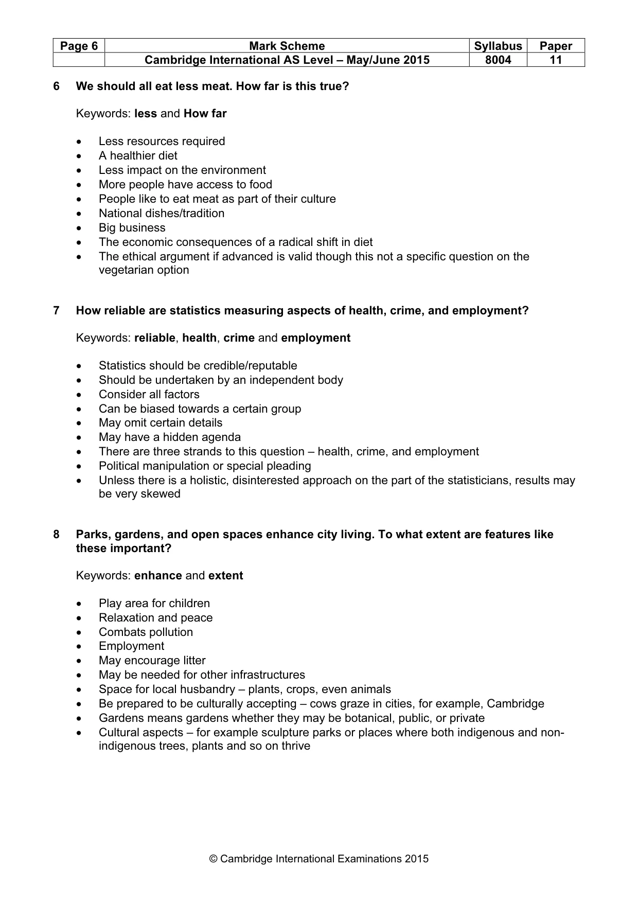Mark scheme, page 6 of 8