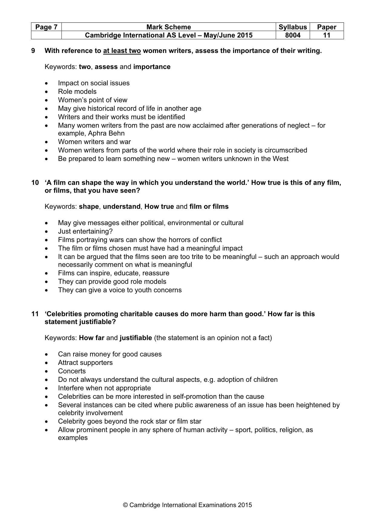Mark scheme, page 7 of 8